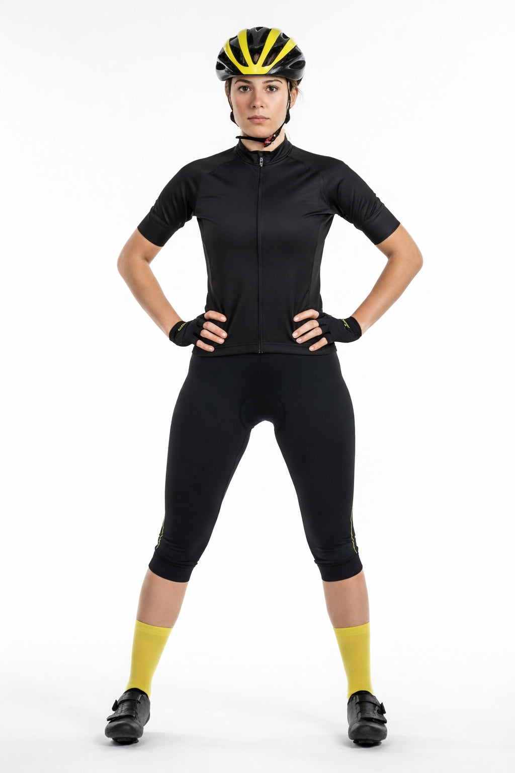 Women's bicycle pants 3-4 Lang Comfort Line Black-Neon