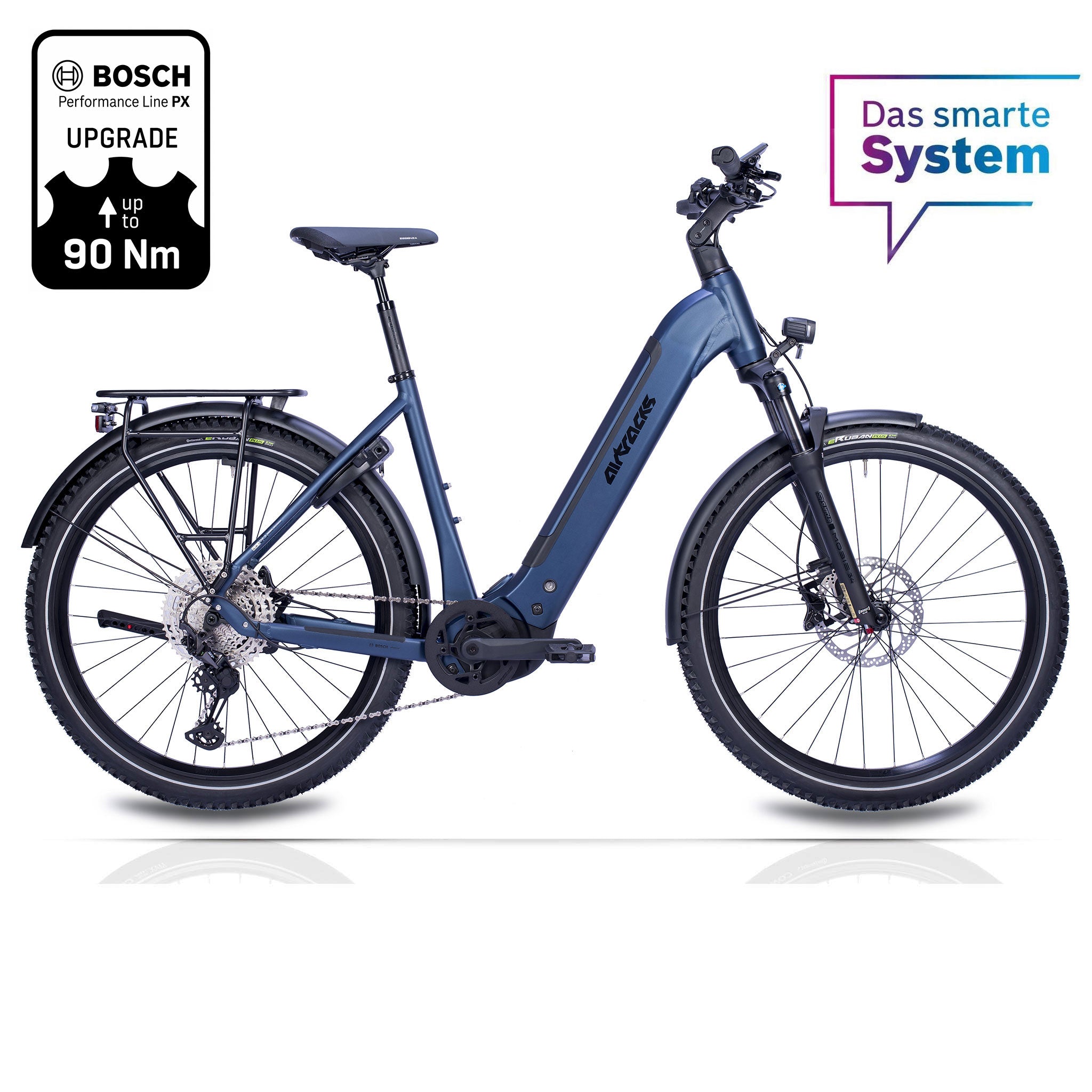 27,5" VTT électrique femme Wave LS TERRA CX1 BOSCH PERFORMANCE LINE PX Smart System, POWERTUBE 800 Wh 12 vitesses SHIMANO XT RD-M8100 SGS Bleu