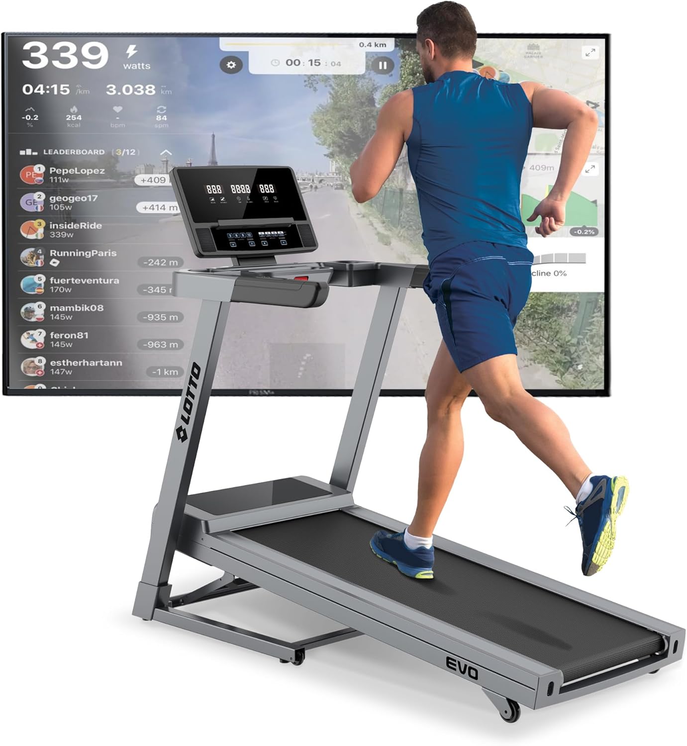 Lotto evo loopband vouwbaar elektrisch tot 100 kg bluetooth 1-16 km/u 125x45cm