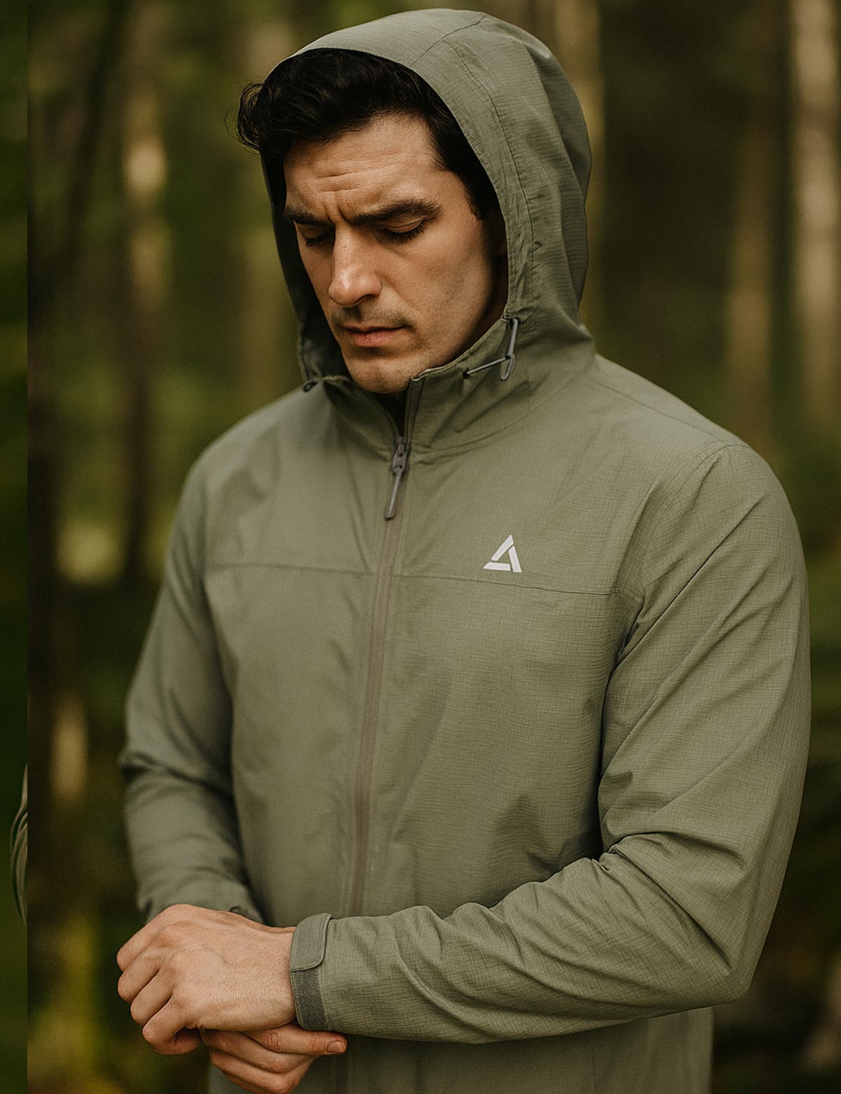 Veste de pluie pour hommes - Veste à vélo avec capuche par ligne gris