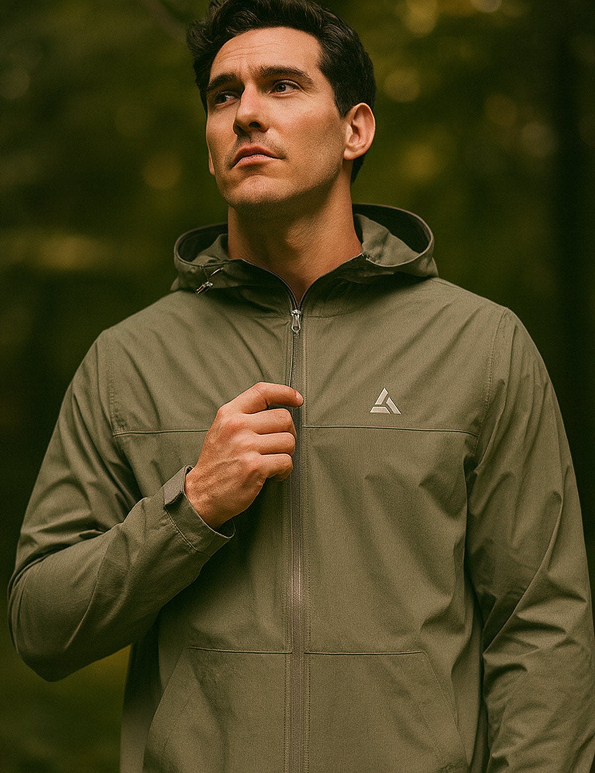 Veste de pluie pour hommes - Veste à vélo avec capuche par ligne gris