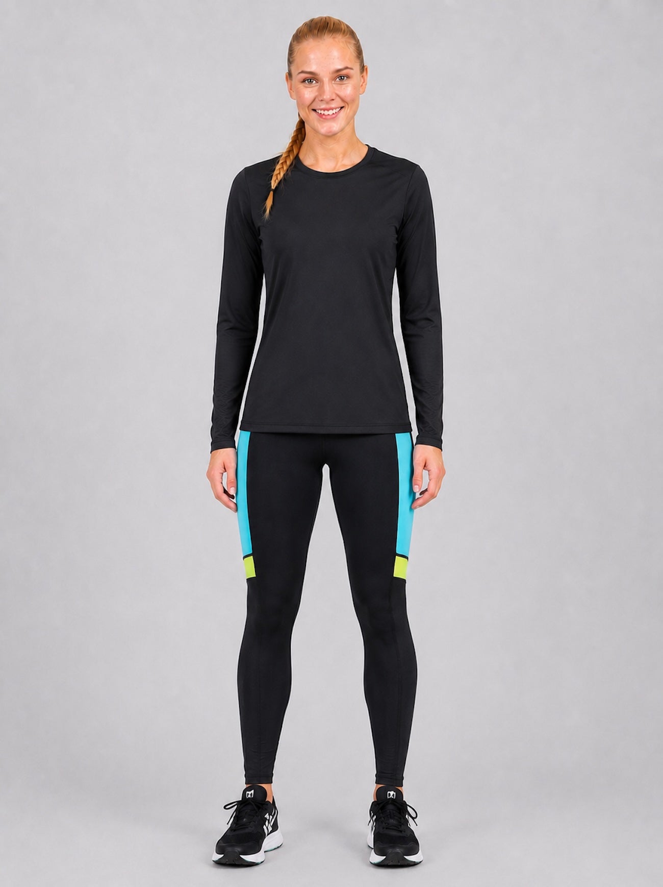 Pantalon de fitness pour femmes - pantalon de course Lang Schwarz Neon Red Decoct
