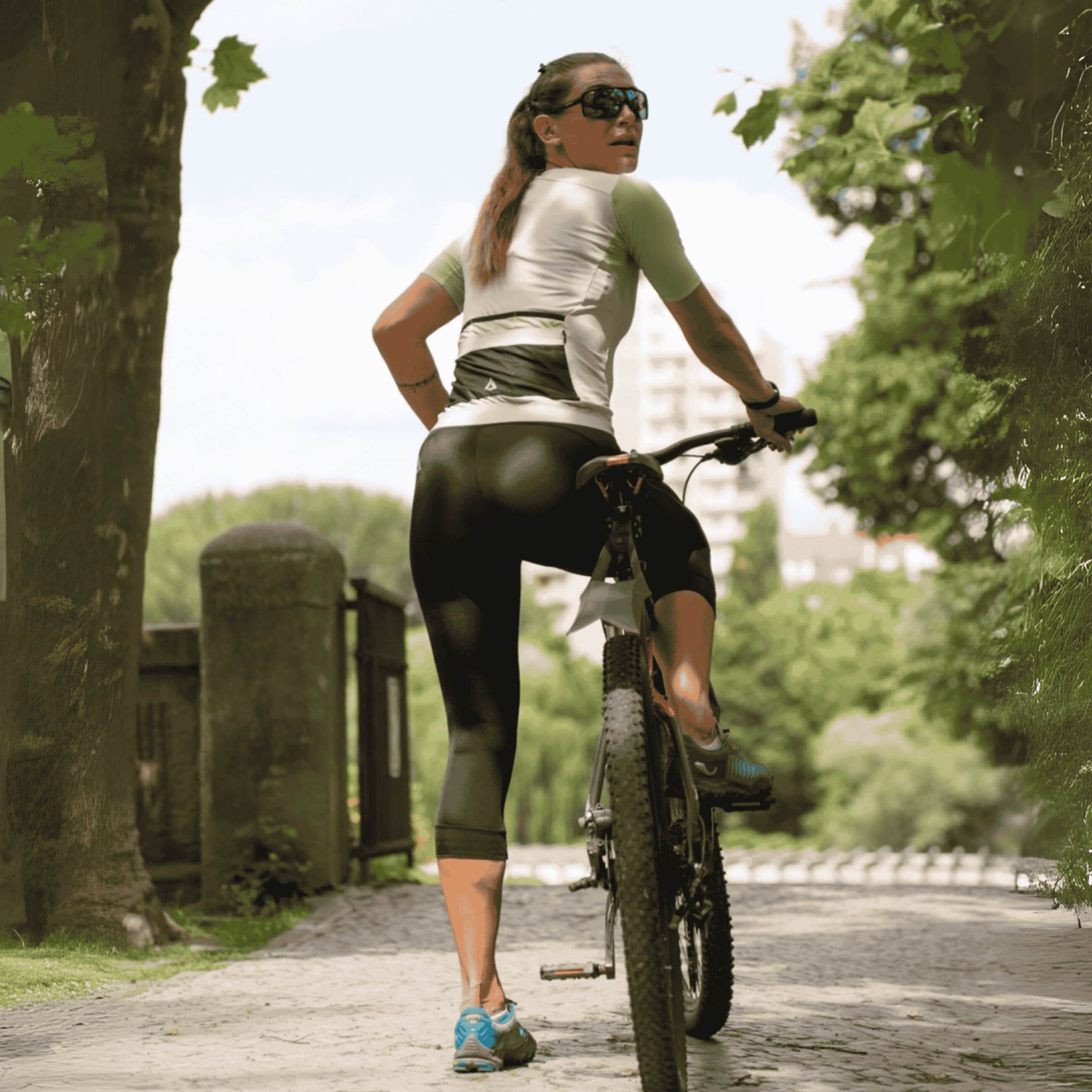 Damesfietsbroek 3/4 wielbroek lang per lijn zwart