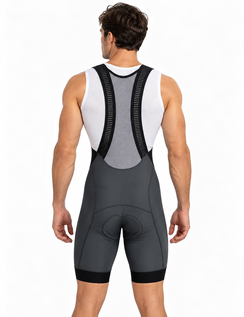 Pantaloni per biciclette maschile pantaloni per biciclette corti con cinghie pantaloni portanti per squadra grigio