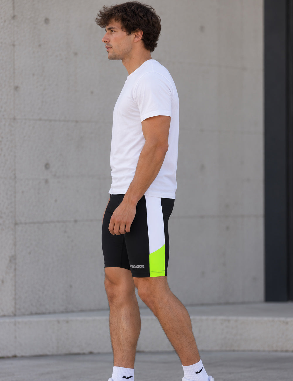 Heren loopbroek kort zwarte neon