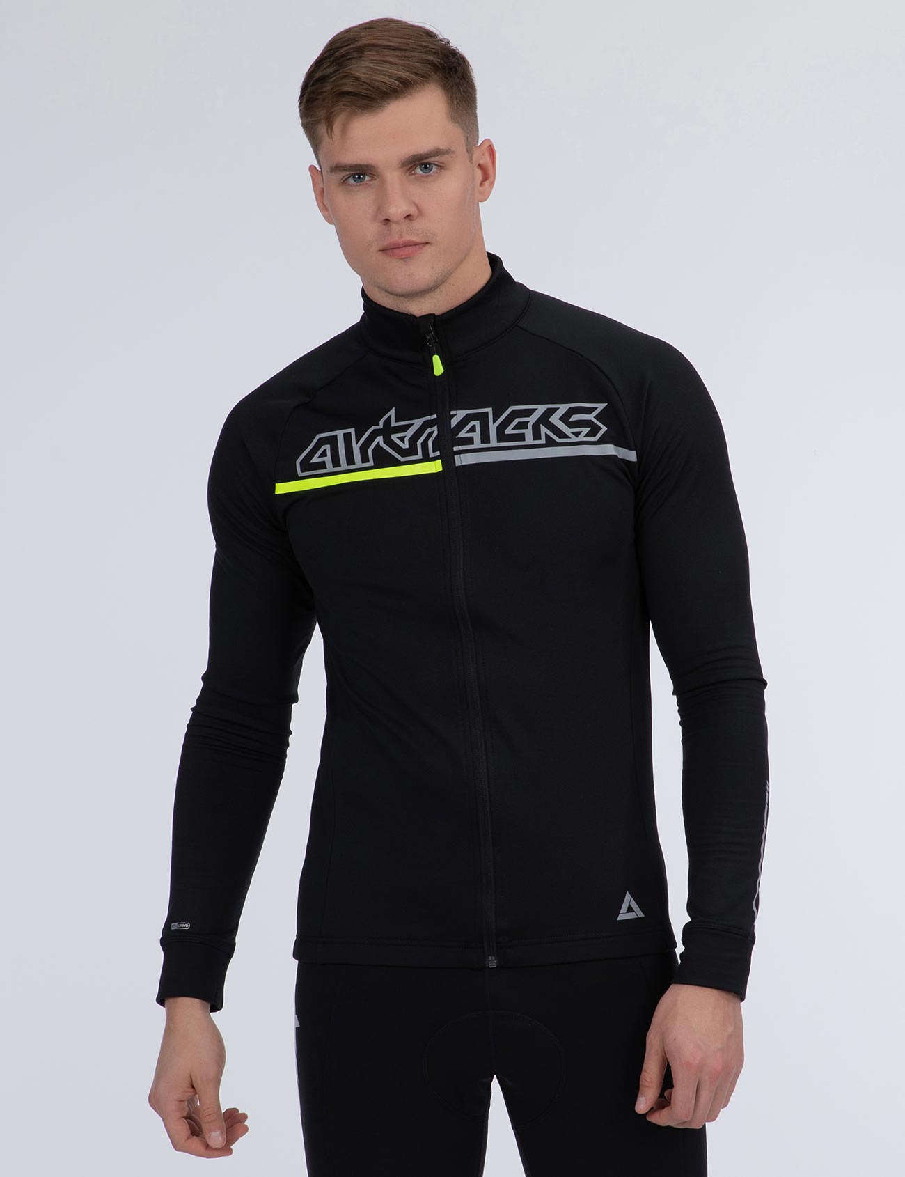 Herren Winter Thermoradtrikot Set (2-tlg.) Pro Team Fahrradtrikot Langarm+Trägerhose Lang Schwarz Grau