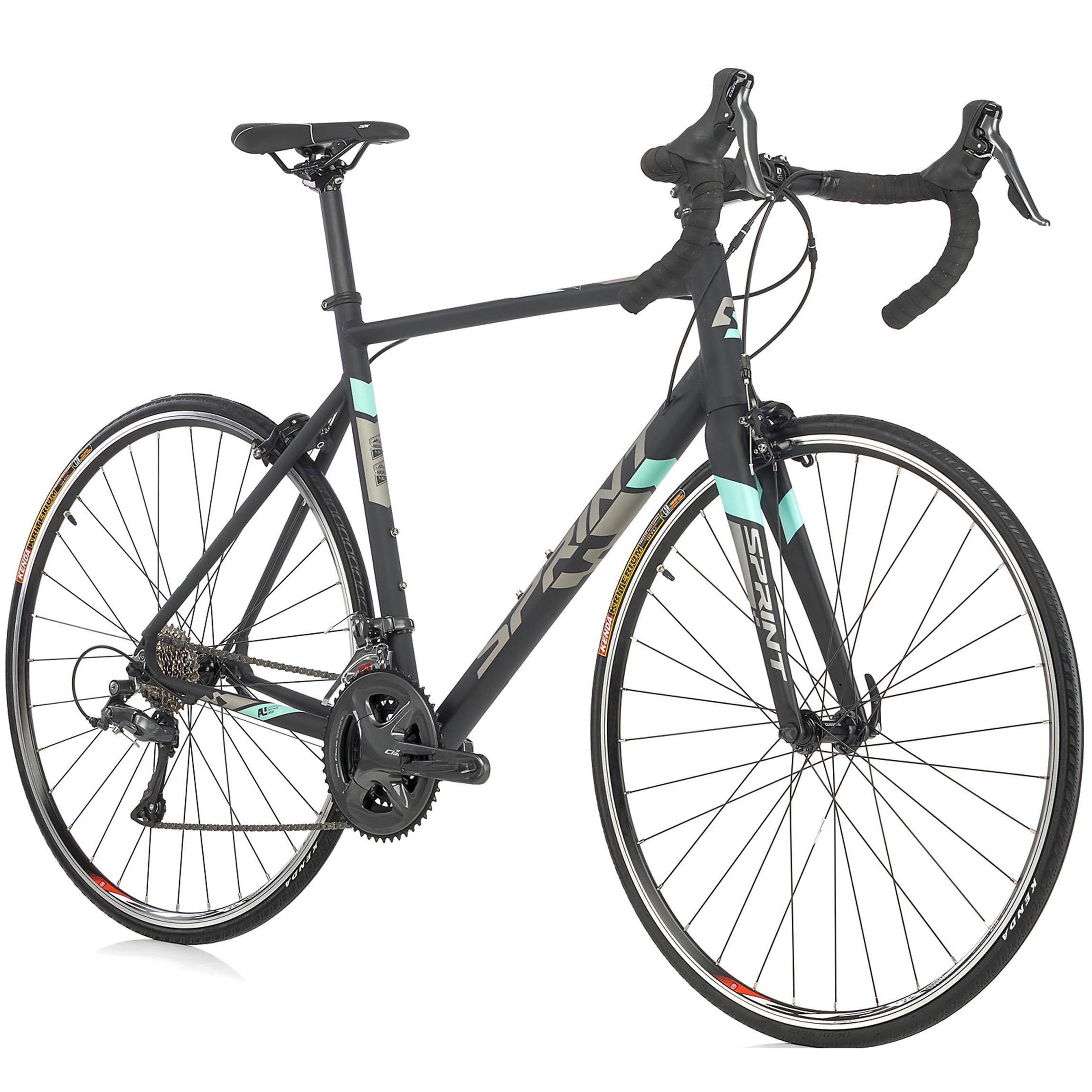28" Vélo de course hommeSPRINT MONZA RACE CARBONE FOURCHE 2 x 8 vitesses SHIMANO CLARIS RD-R2000 Noir / Gris