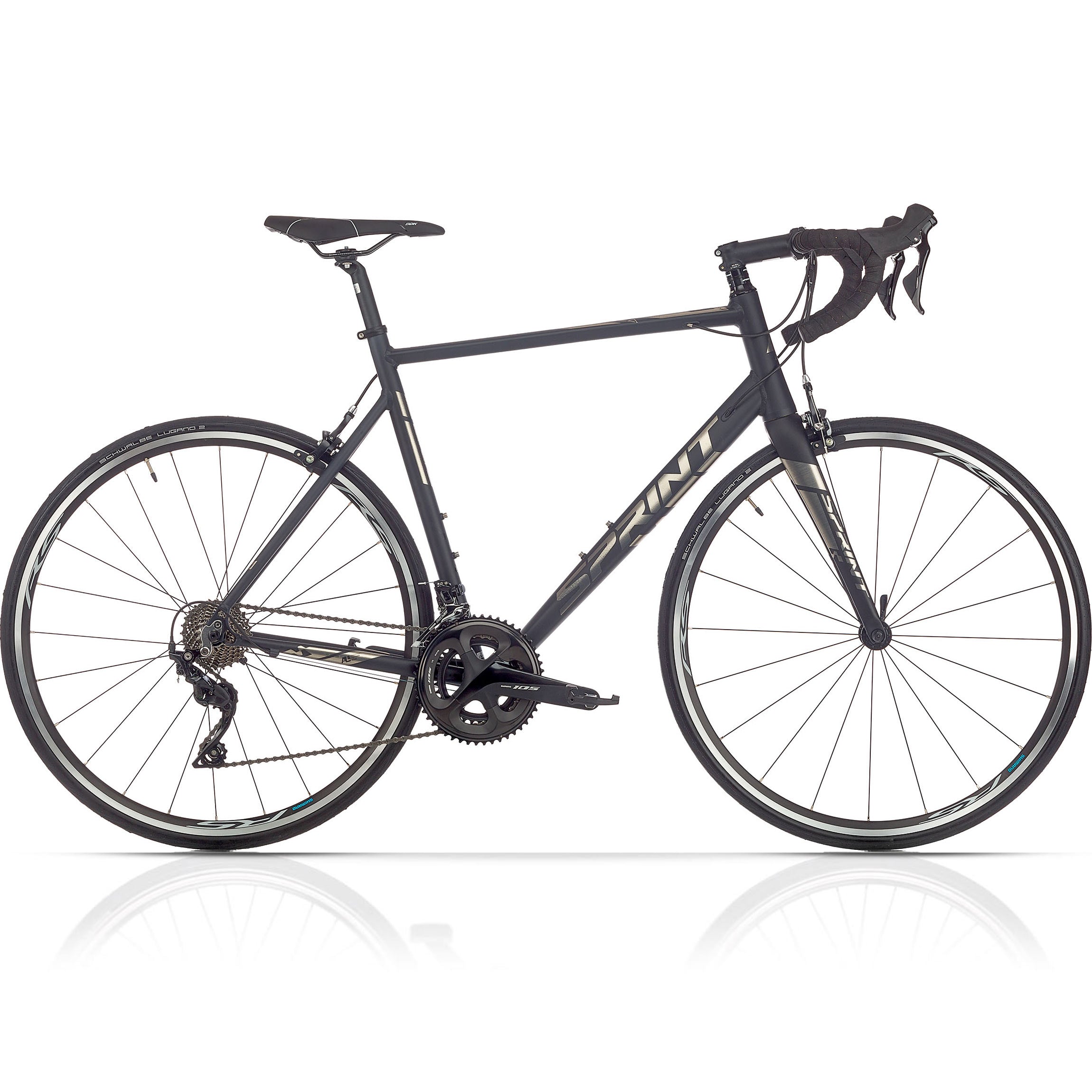 28" Bicicletta da corsa uomo SPRINT MONZA TEAM con forcella in carbonio, cambio 2 x 11 velocità SHIMANO 105 RD-R7000 Nero / Opaco