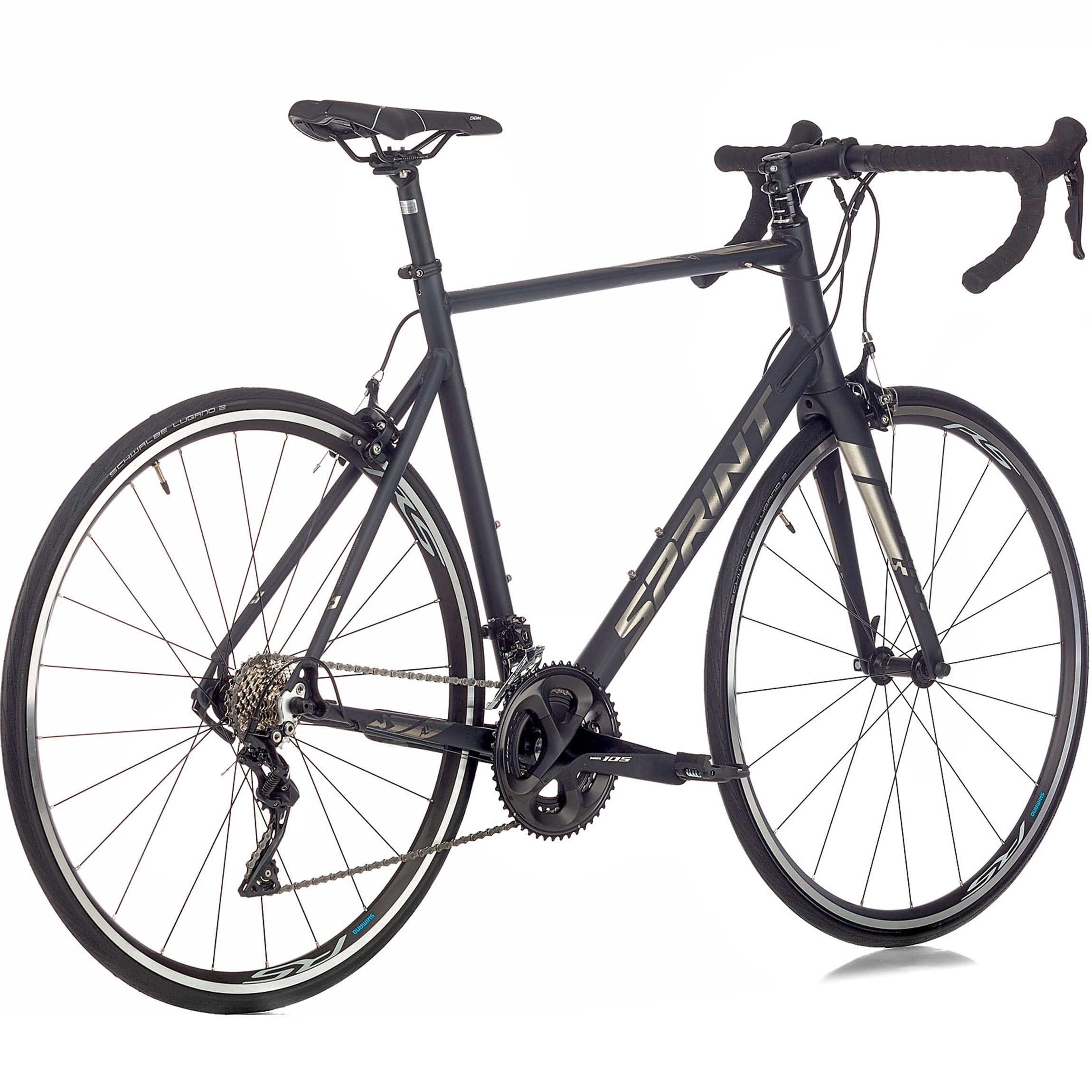 28" Bicicletta da corsa uomo SPRINT MONZA TEAM con forcella in carbonio, cambio 2 x 11 velocità SHIMANO 105 RD-R7000 Nero / Opaco