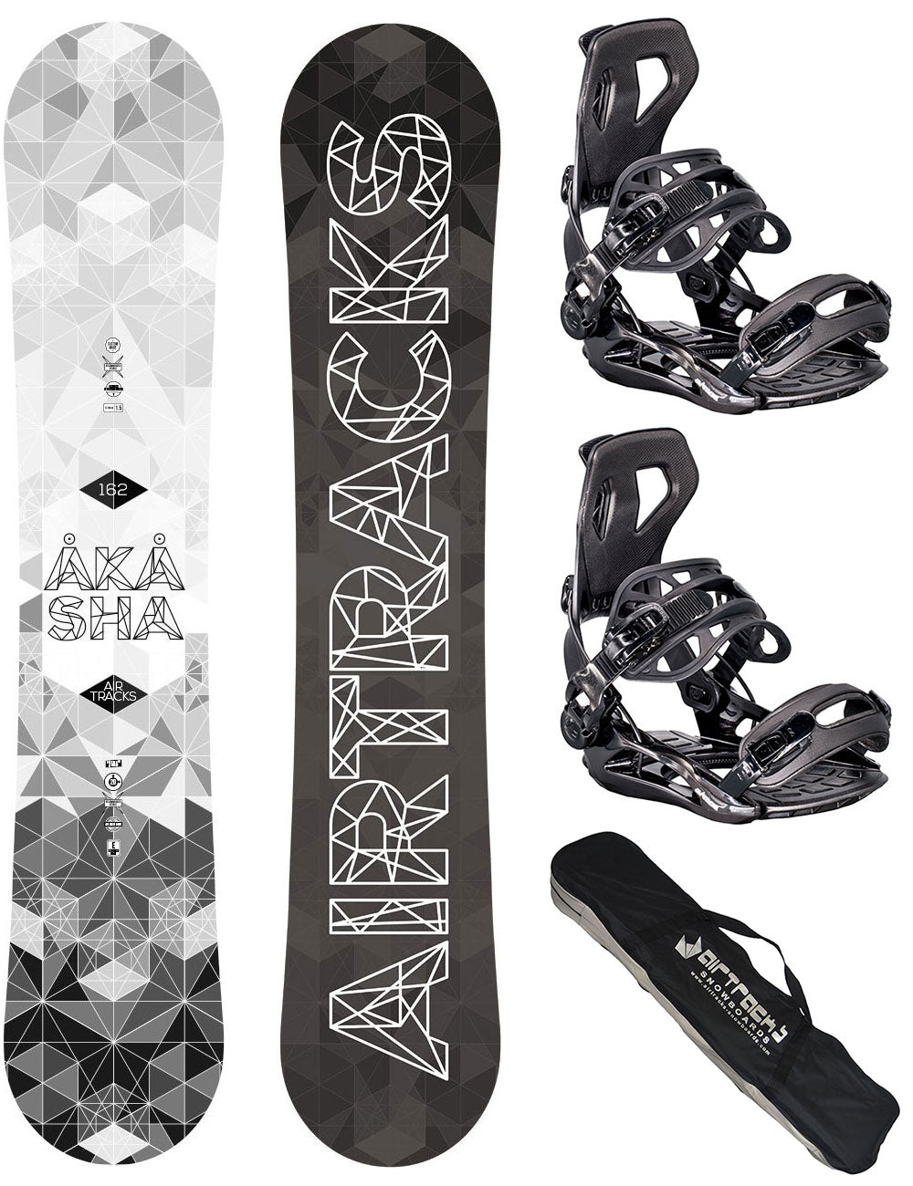 Set de Snowboard Homme: Planche Akasha Rocker Wide + Fixations Master L + Sac SB