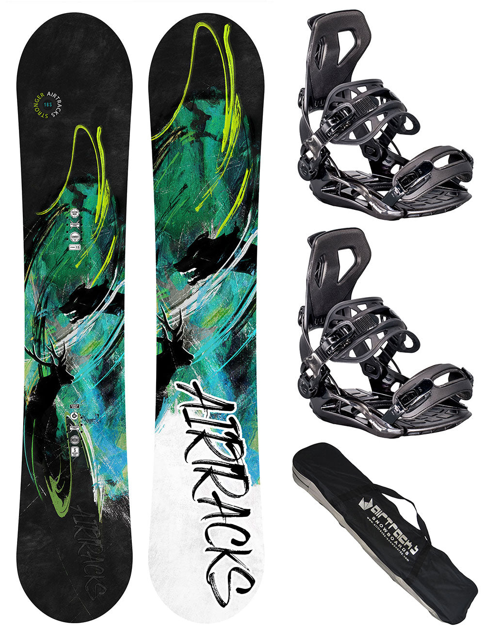 Set de Snowboard Hombre: Tabla Stronger Wide + Fijaciones Master L + Bolsa SB