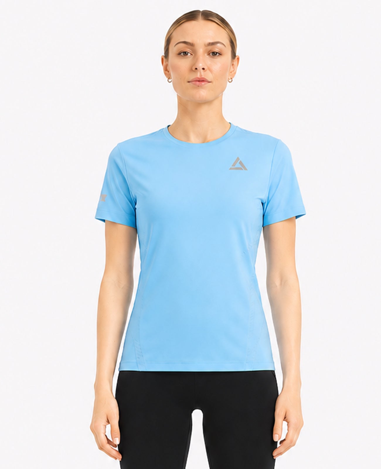 Maglia da corsa funzionale donna manica corta Pro Line Celeste