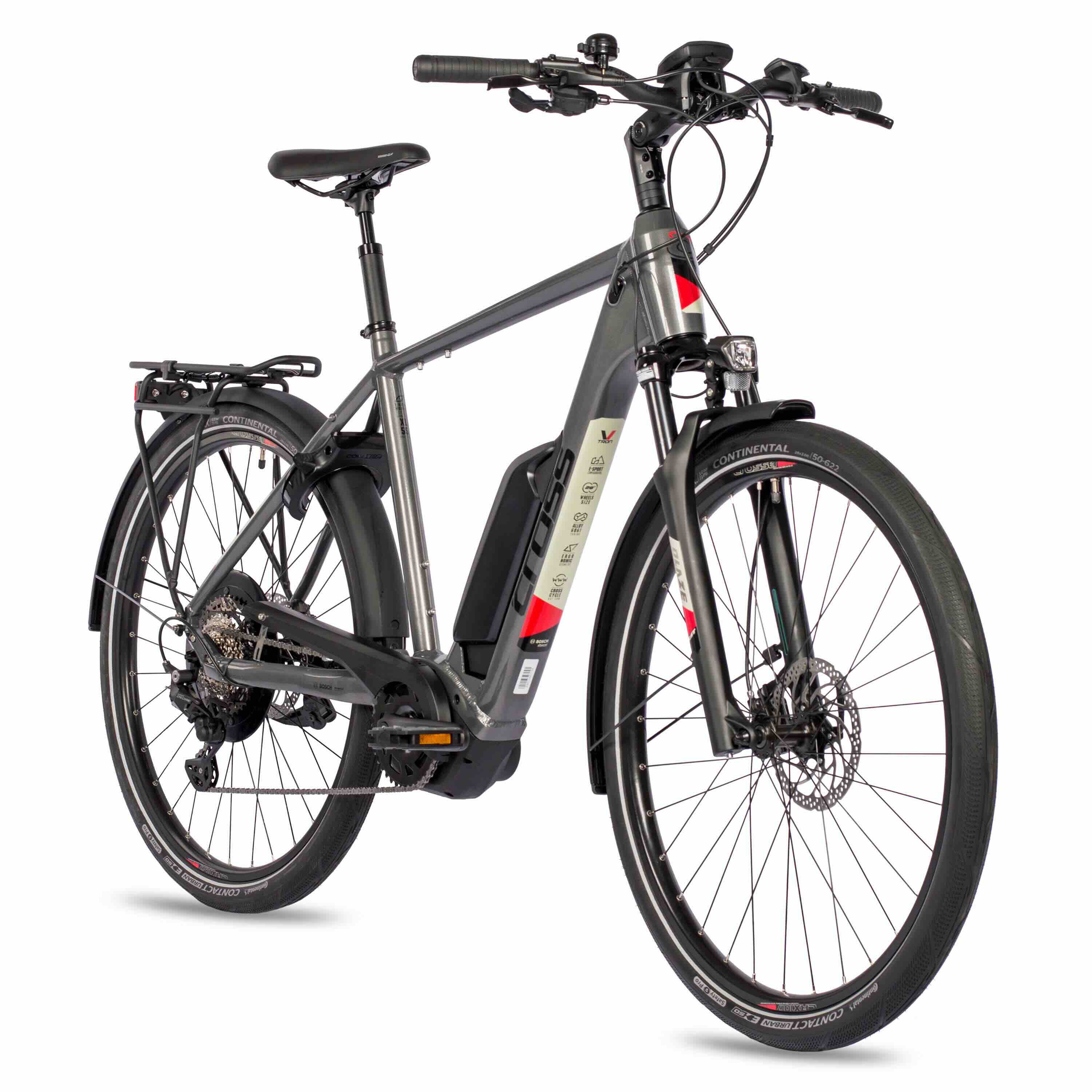 28" Herren E-Bike Trekking Fahrrad V-Tron BOSCH ACTIVE PLUS LINE 500Wh 10s SHIMANO DEORE