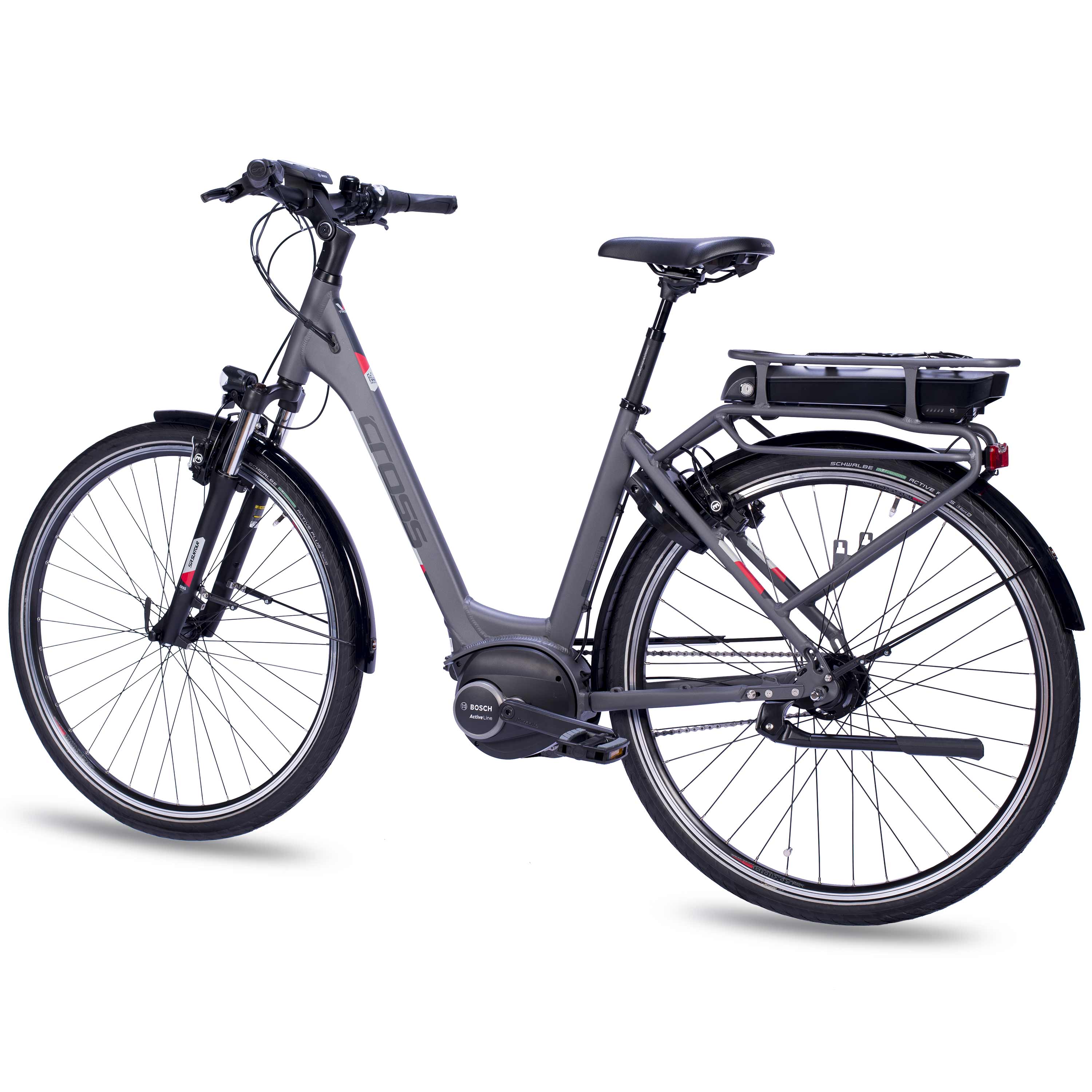 28" E-Bike Stadsfiets V-Tron RACK BOSCH ACTIVE LINE PLUS 400 Wh 7 VERSNELLINGEN SHIMANO NEXUS ACHTERUITTRAPREM