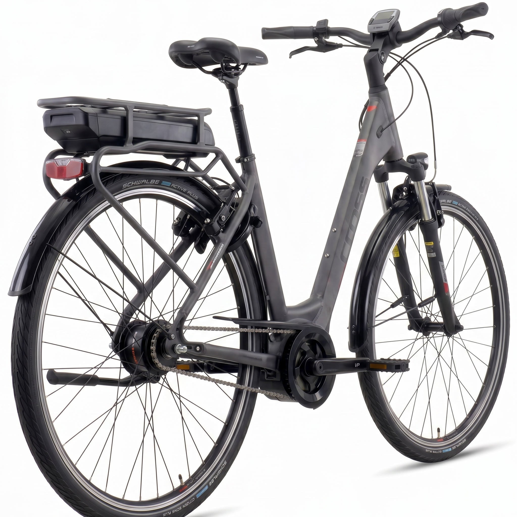 28" Bicicleta eléctrica de ciudad V-Tron RACK BOSCH ACTIVE LINE PLUS 400 Wh 7 velocidades SHIMANO NEXUS freno de contrapedal trasero