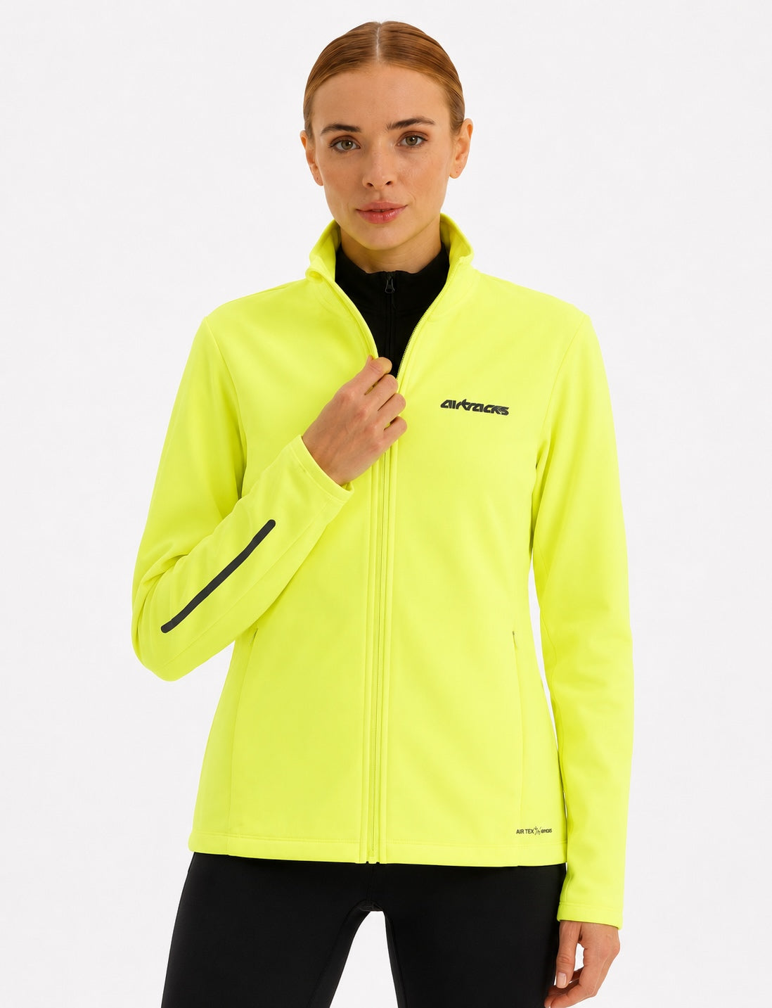 Women's Winter Cycling Jacket-Running Jacket Softshell Thermal Jacket Active Comfort Line Neon