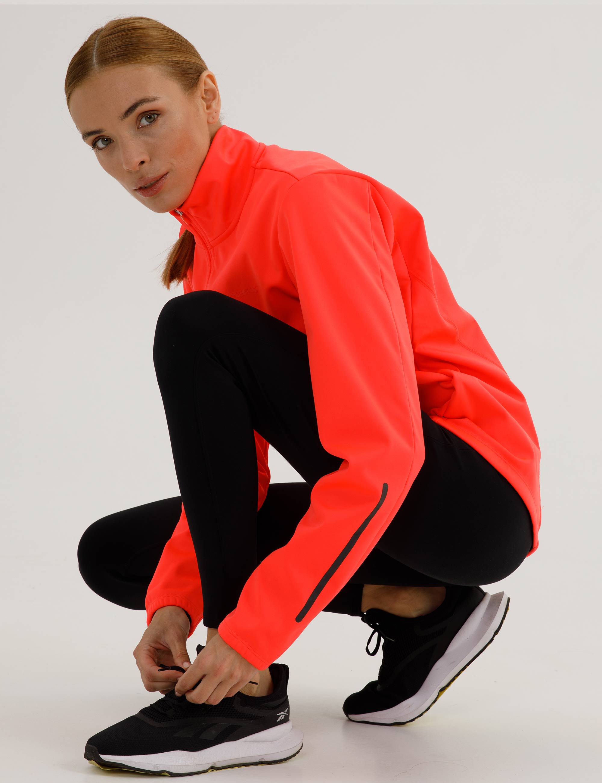 Chaqueta de invierno para mujer bicicleta-correr Softshell Thermojacke Línea Comfort Activa Rojo Neón