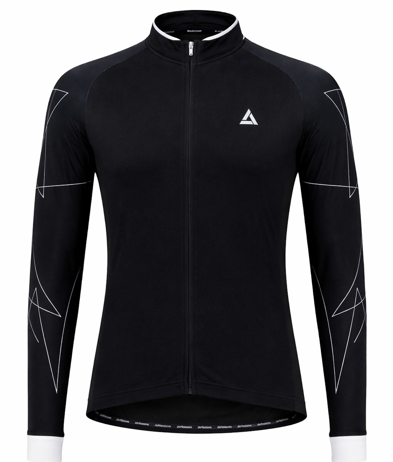 Herenfiets jersey lange arm per lijn zwart wit