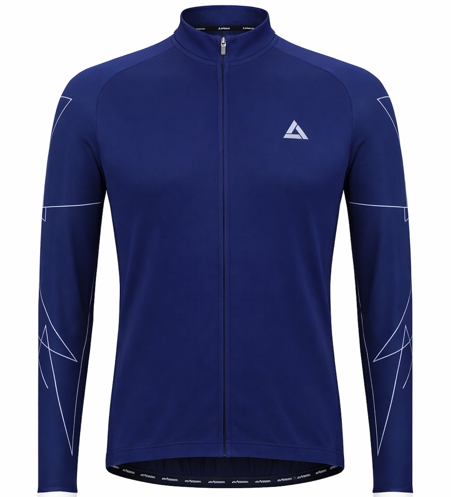 Herenfiets jersey lange arm per lijn marineblauw wit