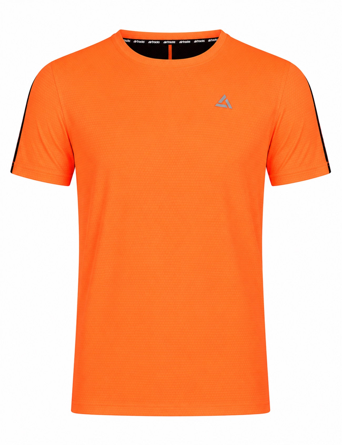 Chemise de course fonctionnelle courte-sleeved par ligne orange noir