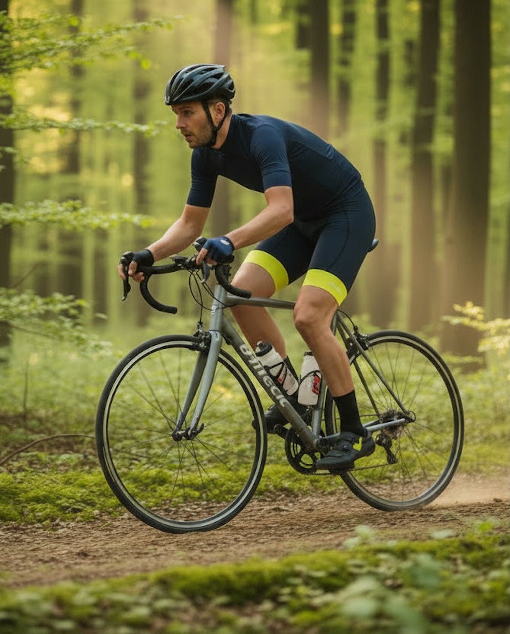 Pantalones de bicicleta para hombres pantalones de bicicleta corta línea de confort neón negro