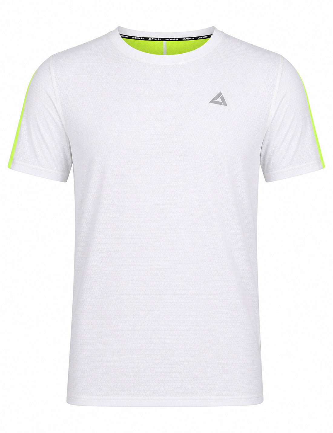 Chemise de course fonctionnelle bras court par ligne néon blanc