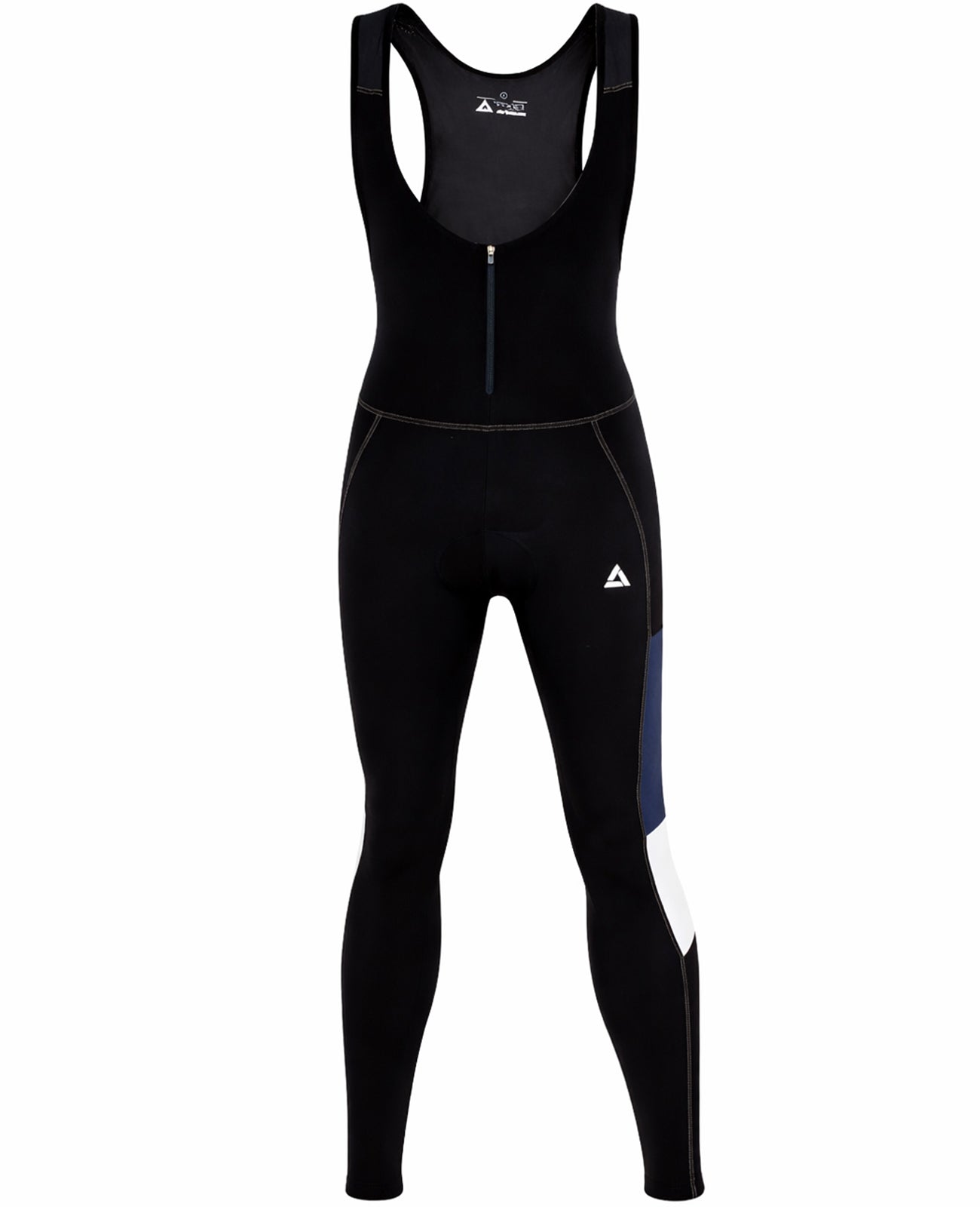 Pantalones de bicicleta termal de invierno para hombres con correas por línea Negro y azul