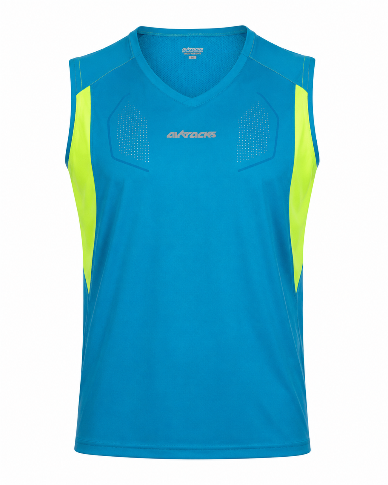 Lopend shirt mouwloze tanktop per lijn blauw-neon