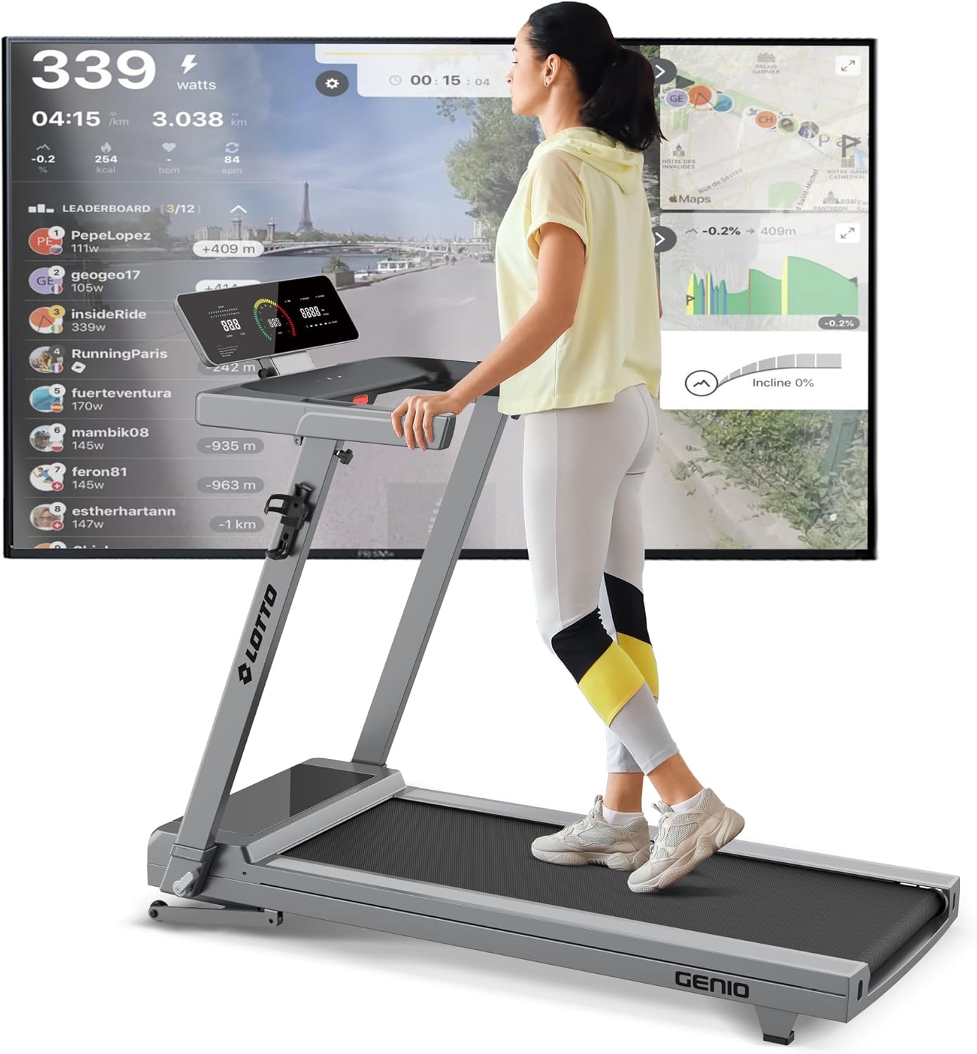 Lotto Genio treadmill foldable electrically up to 100 kg Bluetooth 1-16 km/h 125x45 cm