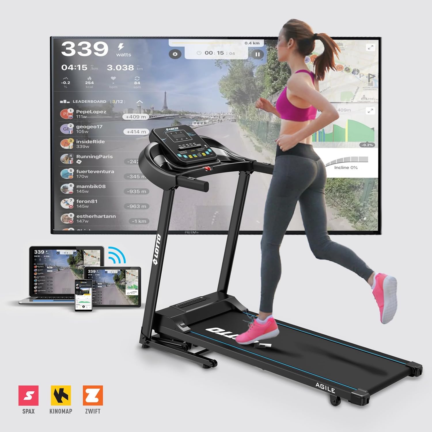 Lotto electrical treadmill agile automatic inclination foldable bluetooth