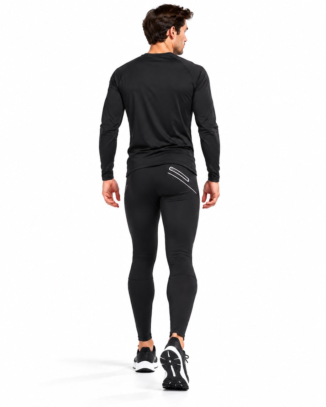 Uomini thermo inverno pantaloni da corsa lunghi per linea neri