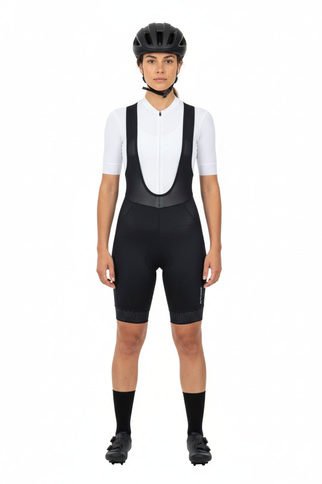 Damen Fahrradhose Kurz Radhose mit Trägern Trägerhose Pro Line Schwarz