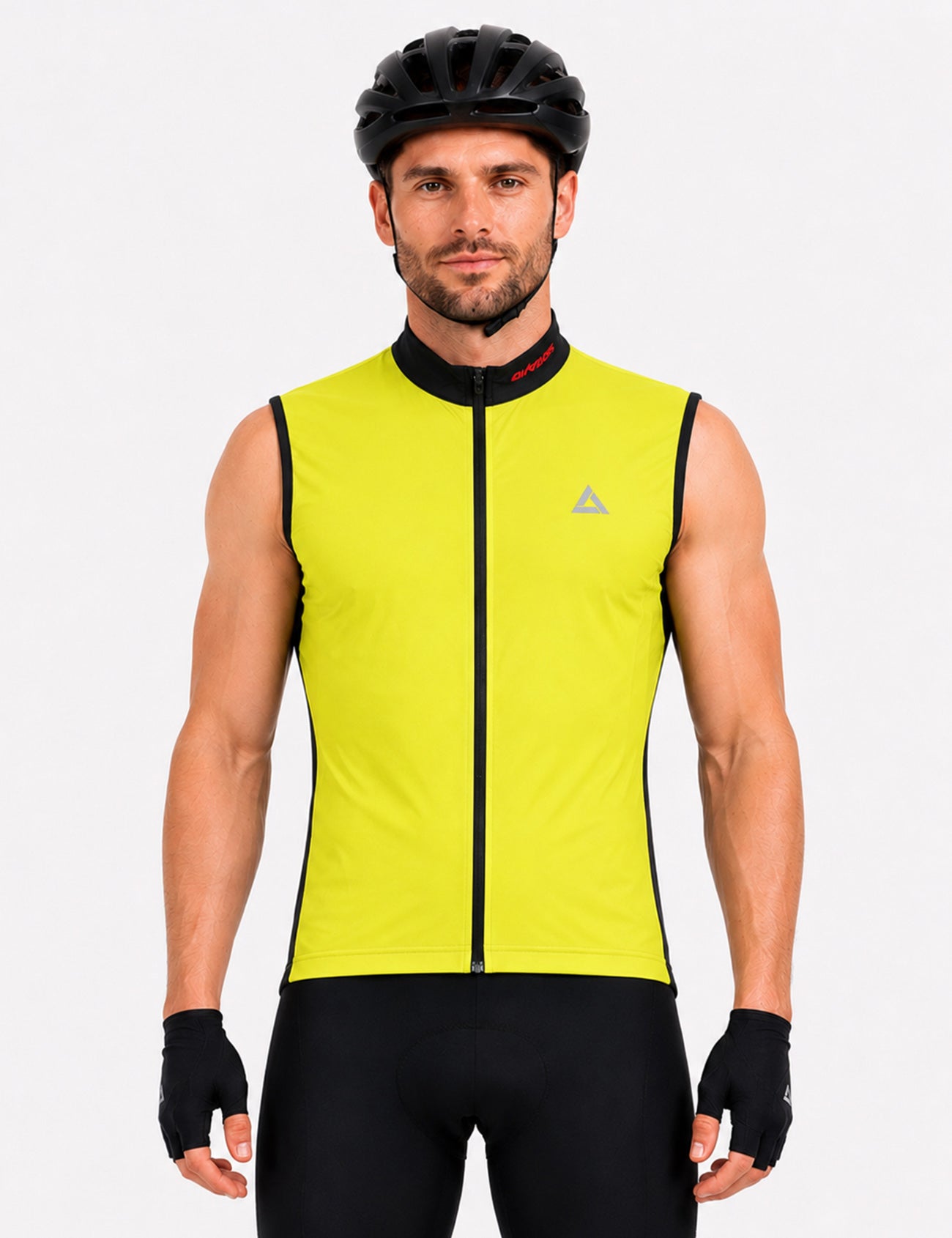 Herren Fahrradtrikot Kurzarm Ärmellos Comfort Line Neon Schwarz