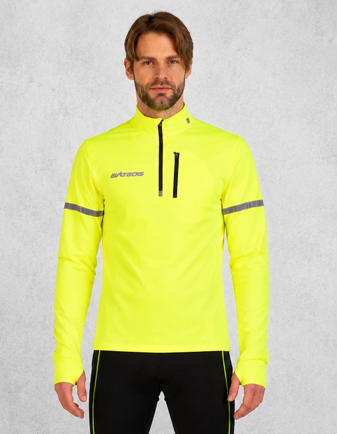 Men Thermo Bicycle Jersey - Lopend shirt lange arm neon
