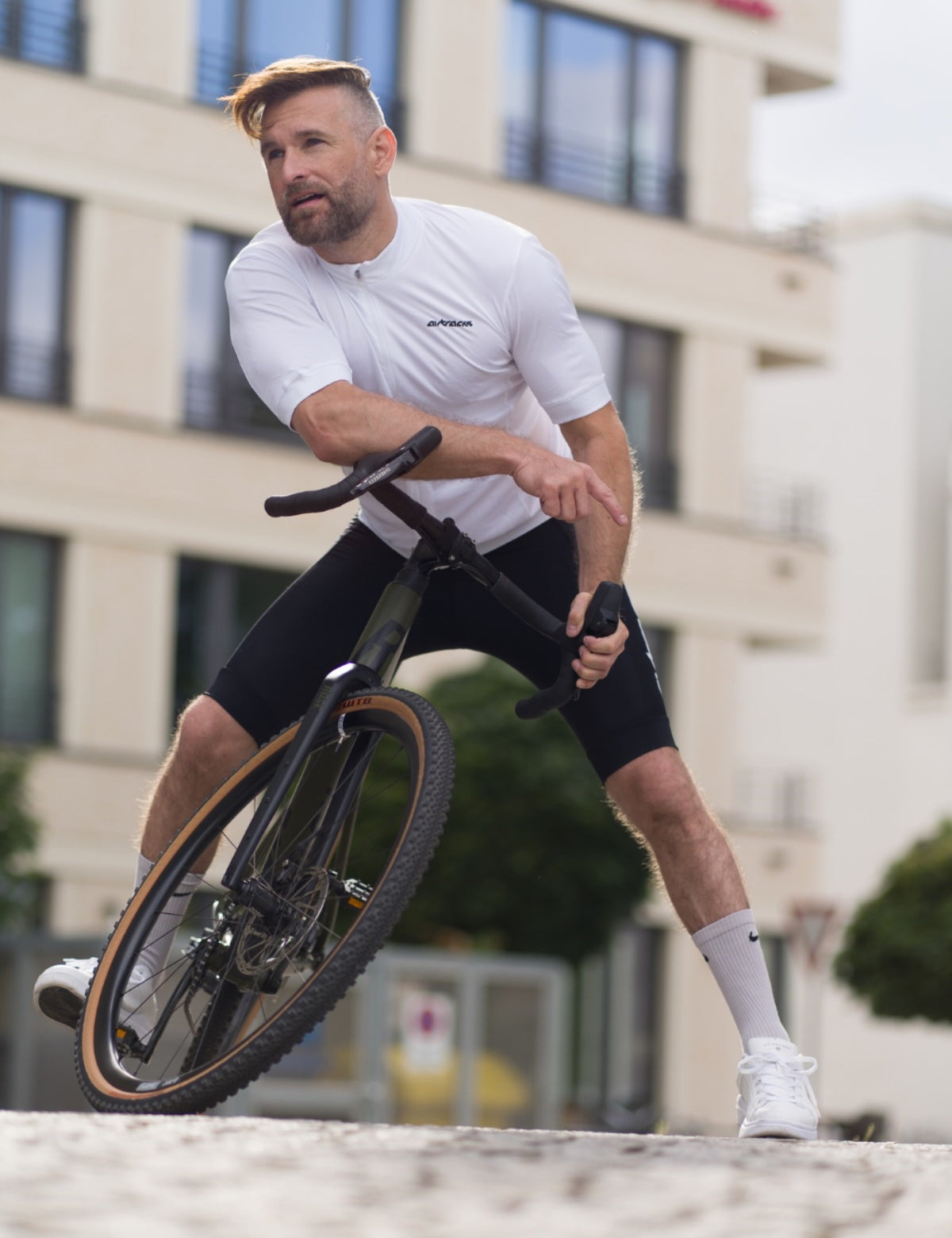 Herenfiets jersey short -sleeved fietspersy air tech ii White