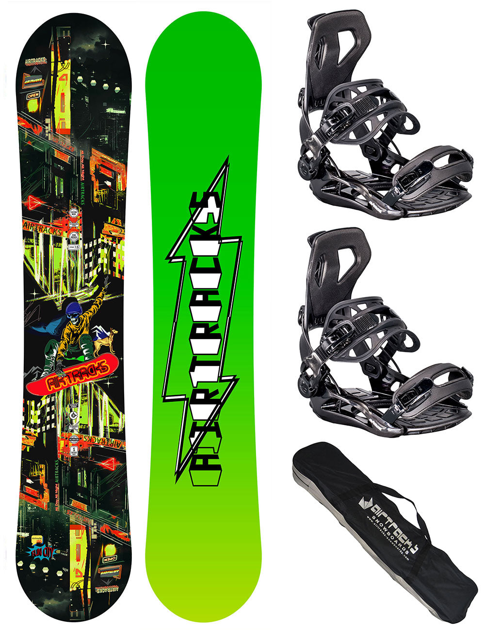 Set de Snowboard Homme: Planche Fun City Carbon + Fixation Master XL + Sac SB