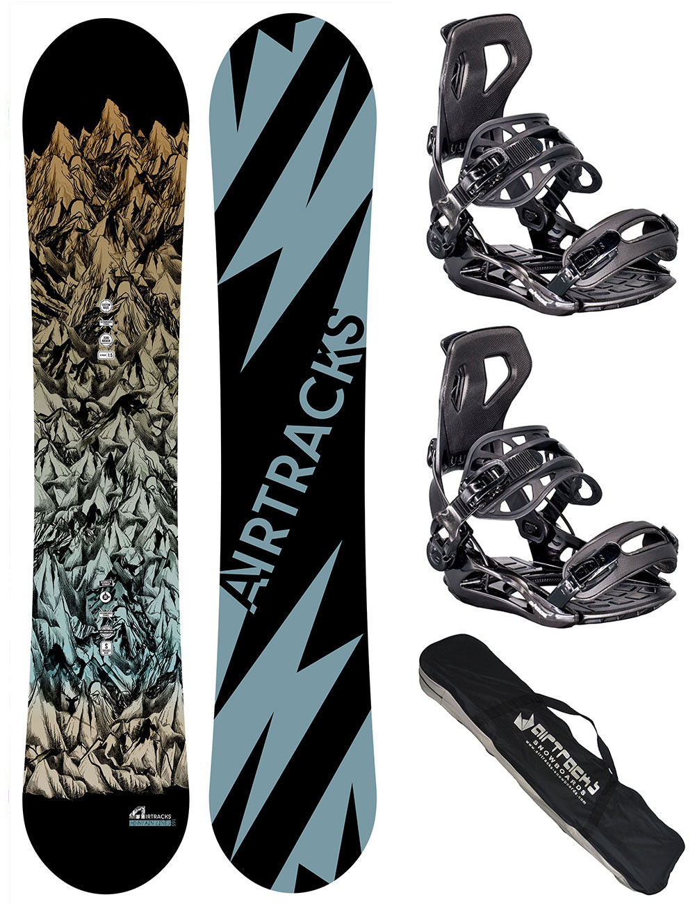 Men’s Snowboard Set Mountain Lines Wide + Master Binding XL + SB Bag