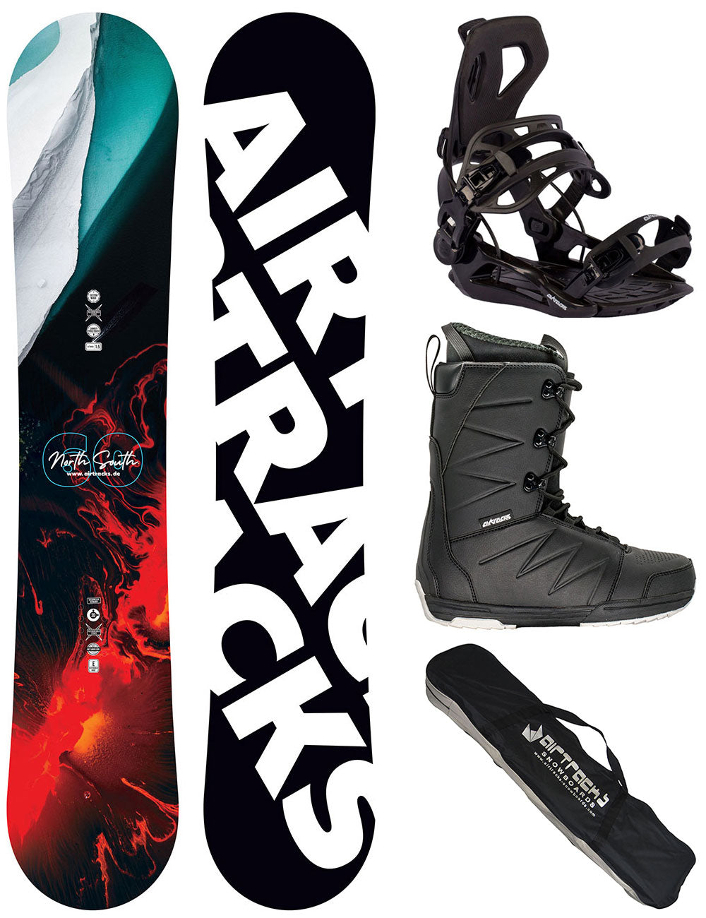 Hommes Snowboards North South 4 Camber Wide + Snowboard Binding Master Pro + Snowboard Boots Star Black + SB Sac