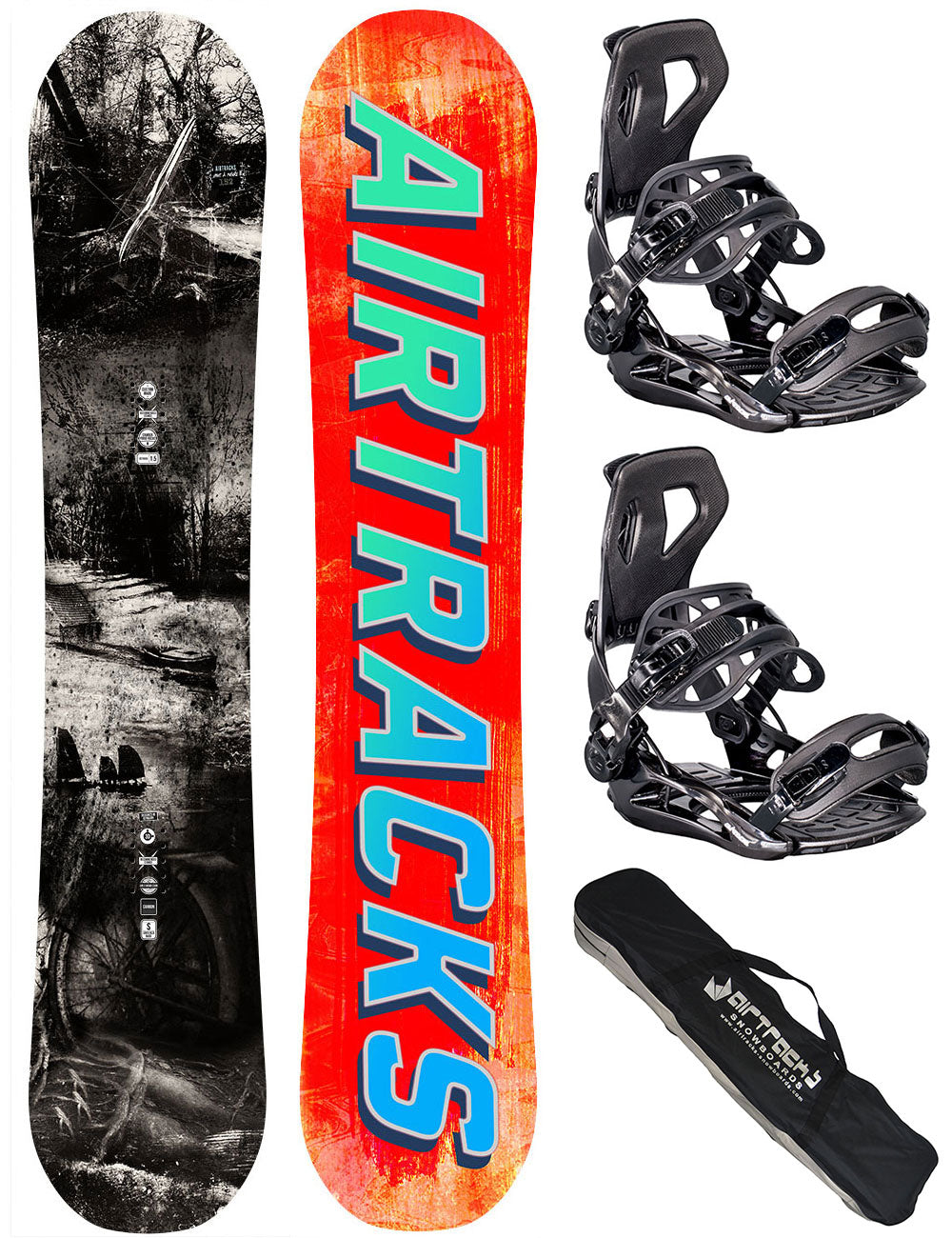 Snowboardset Heren: Past & Future Hybrid Rocker Wide + Master Binding Maat XL + SB Tas