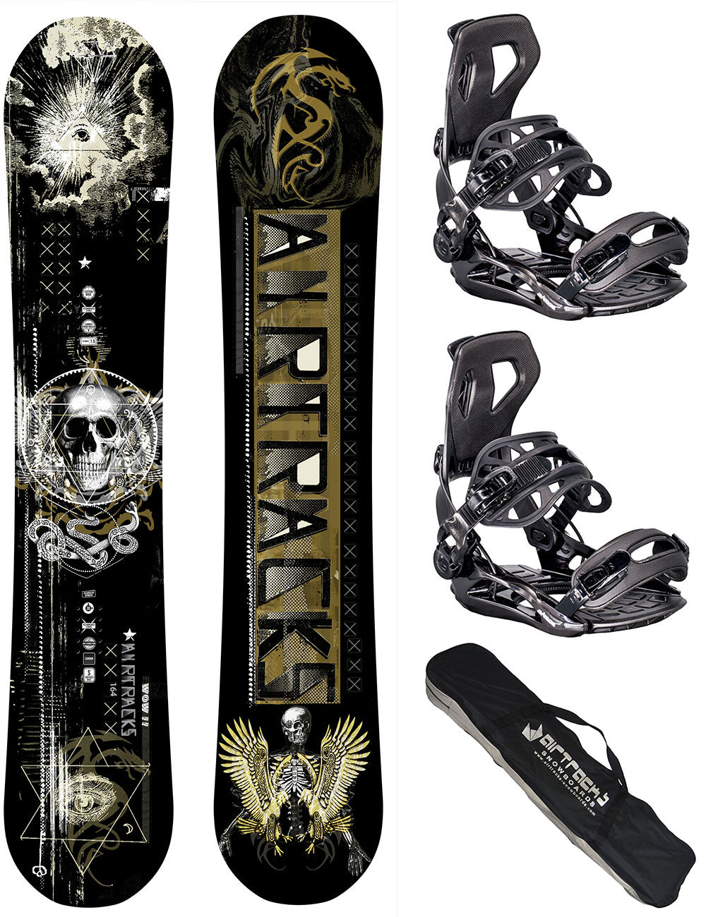 Set de Snowboard Homme: Planche WOW Carbon + Fixations Master XL + Sac