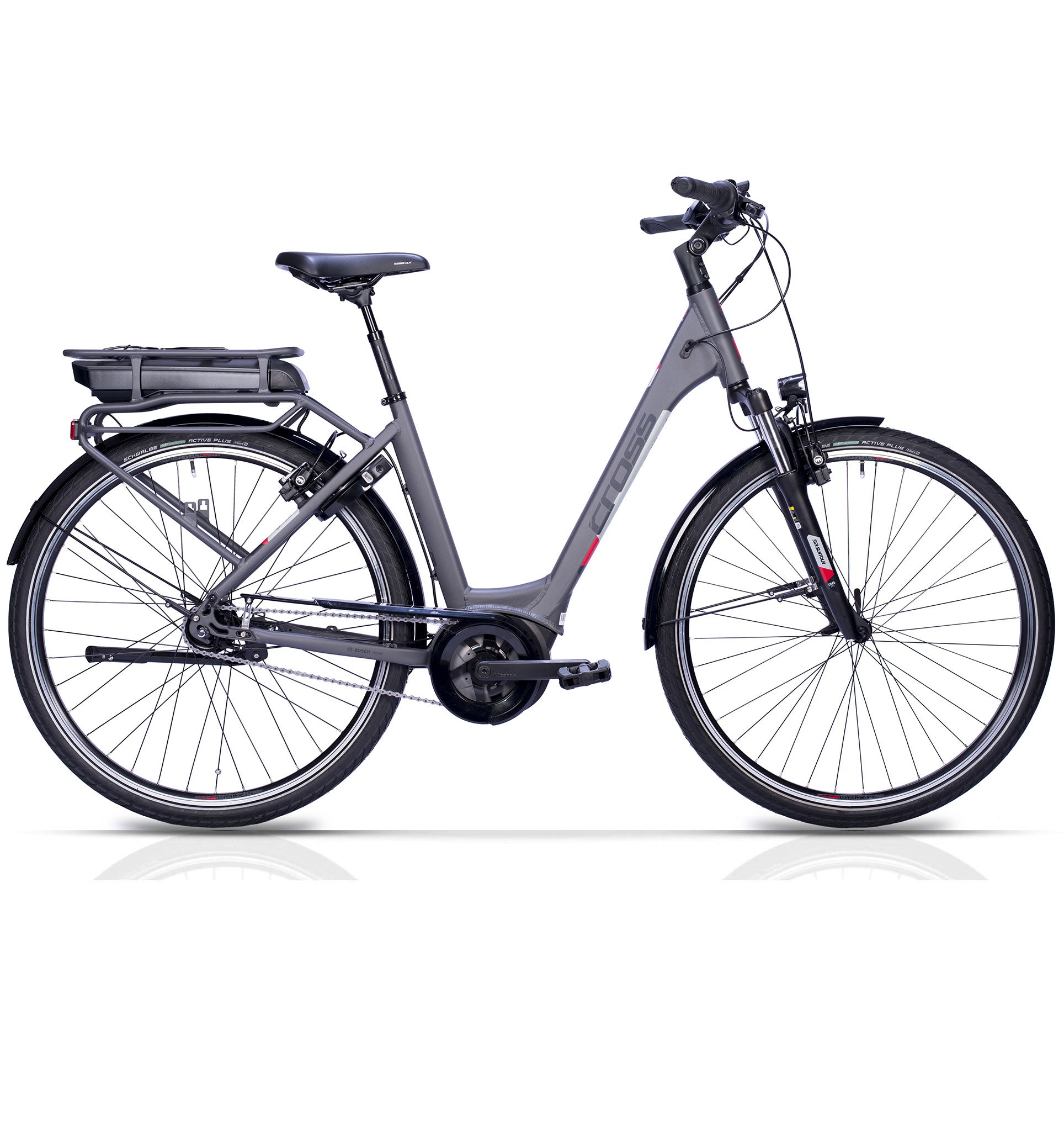 28" E-Bike Stadsfiets V-Tron RACK BOSCH ACTIVE LINE PLUS 400 Wh 7 VERSNELLINGEN SHIMANO NEXUS ACHTERUITTRAPREM