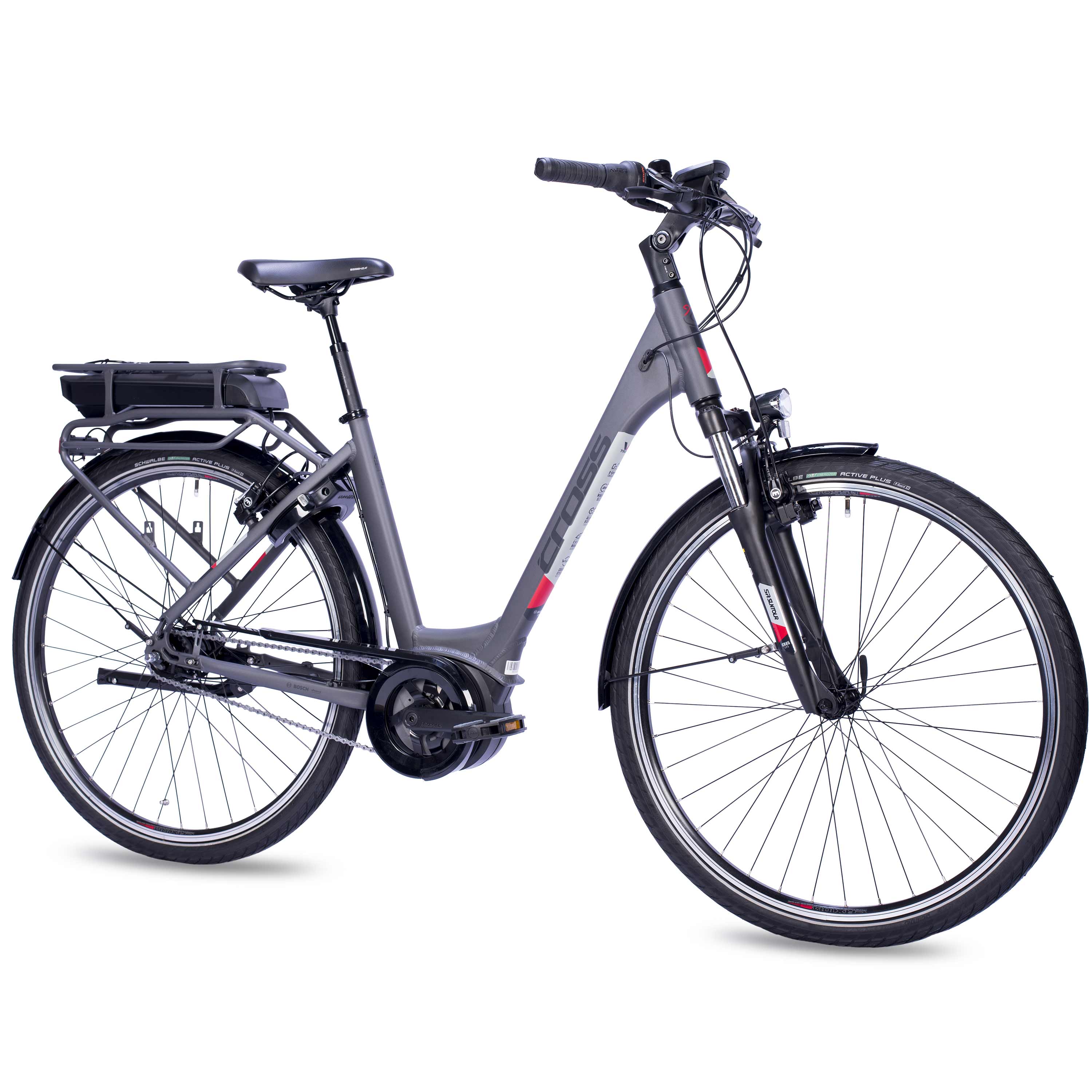 28" E-Bike Stadsfiets V-Tron RACK BOSCH ACTIVE LINE PLUS 400 Wh 7 VERSNELLINGEN SHIMANO NEXUS ACHTERUITTRAPREM