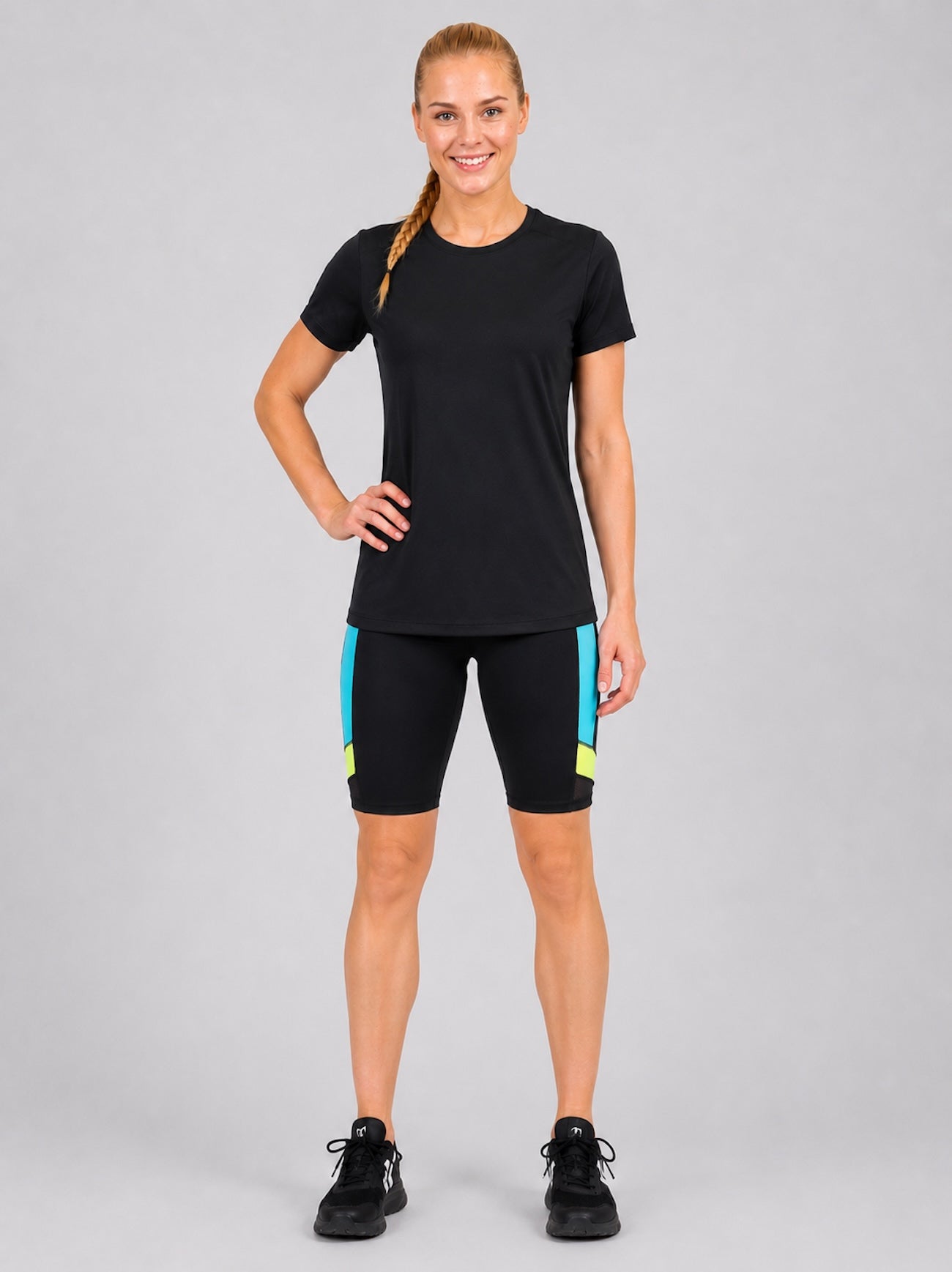 Pantaloni per il fitness femminile - pantaloni da corsa corto neon nero decoct