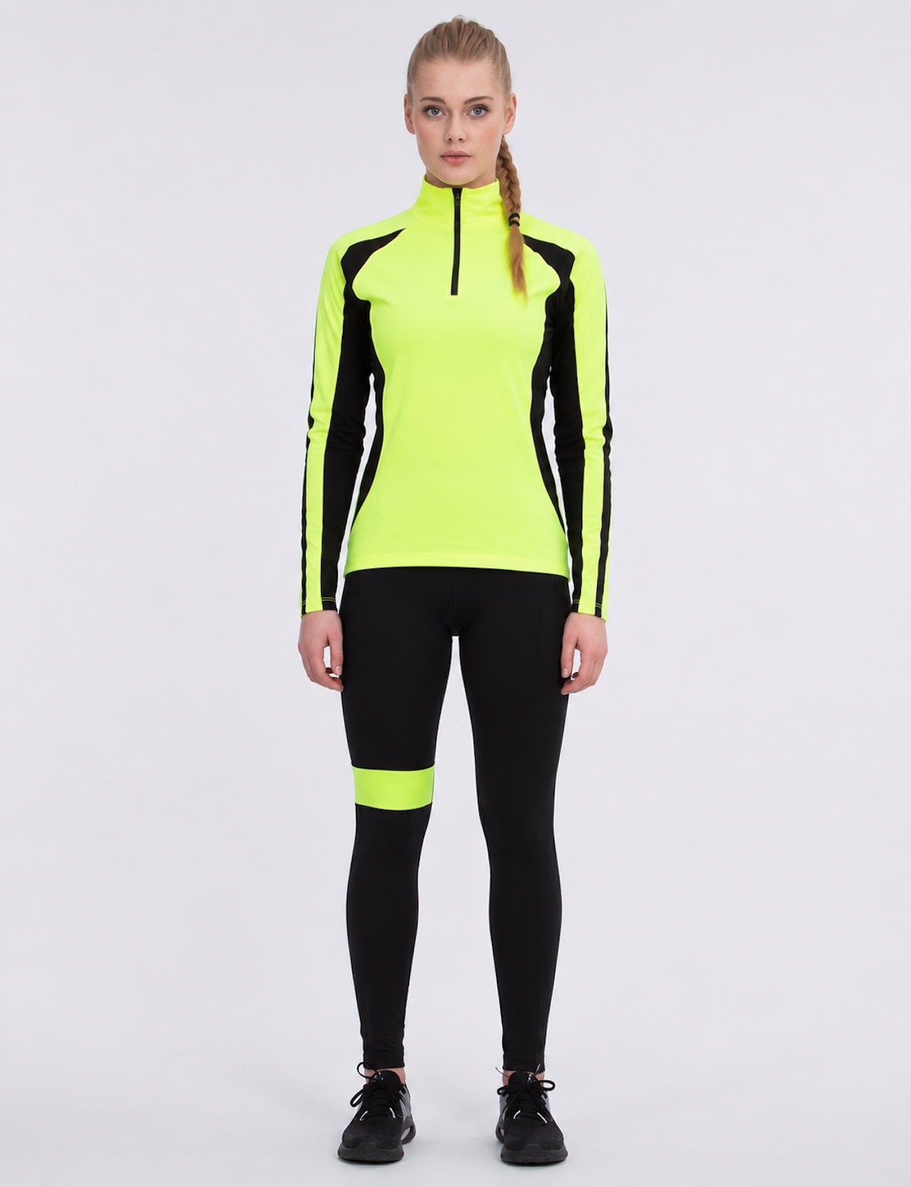 Dames thermo pantalon de vélo Lang Black-neon