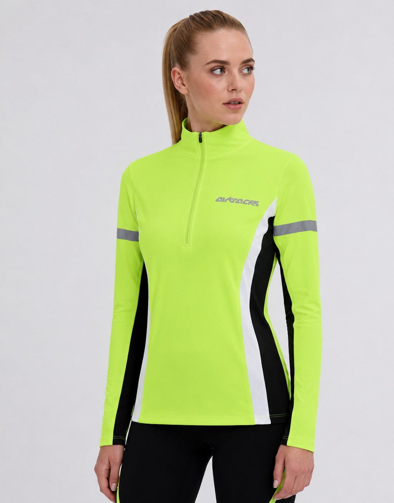Dames thermo functioneel lopende shirt langarm neon