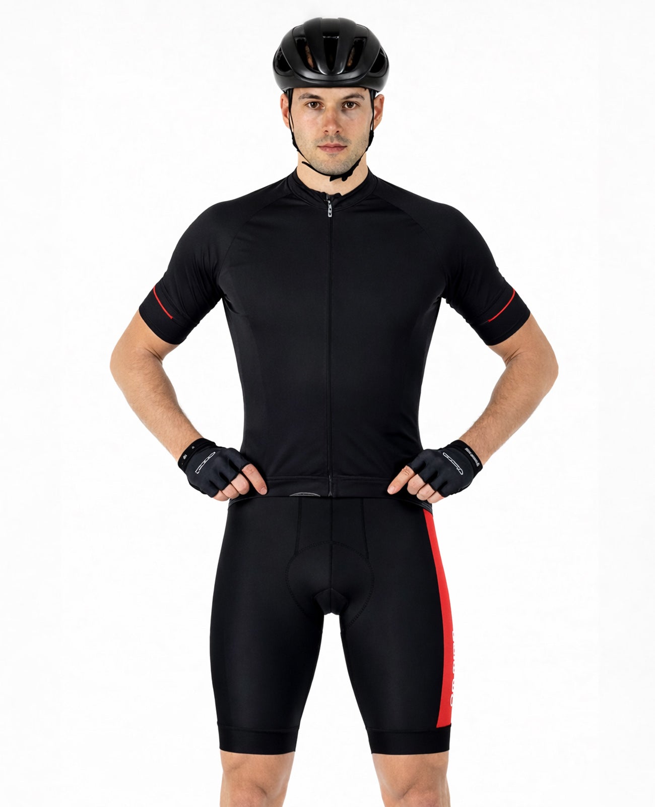 Men short bike pants per line black-red