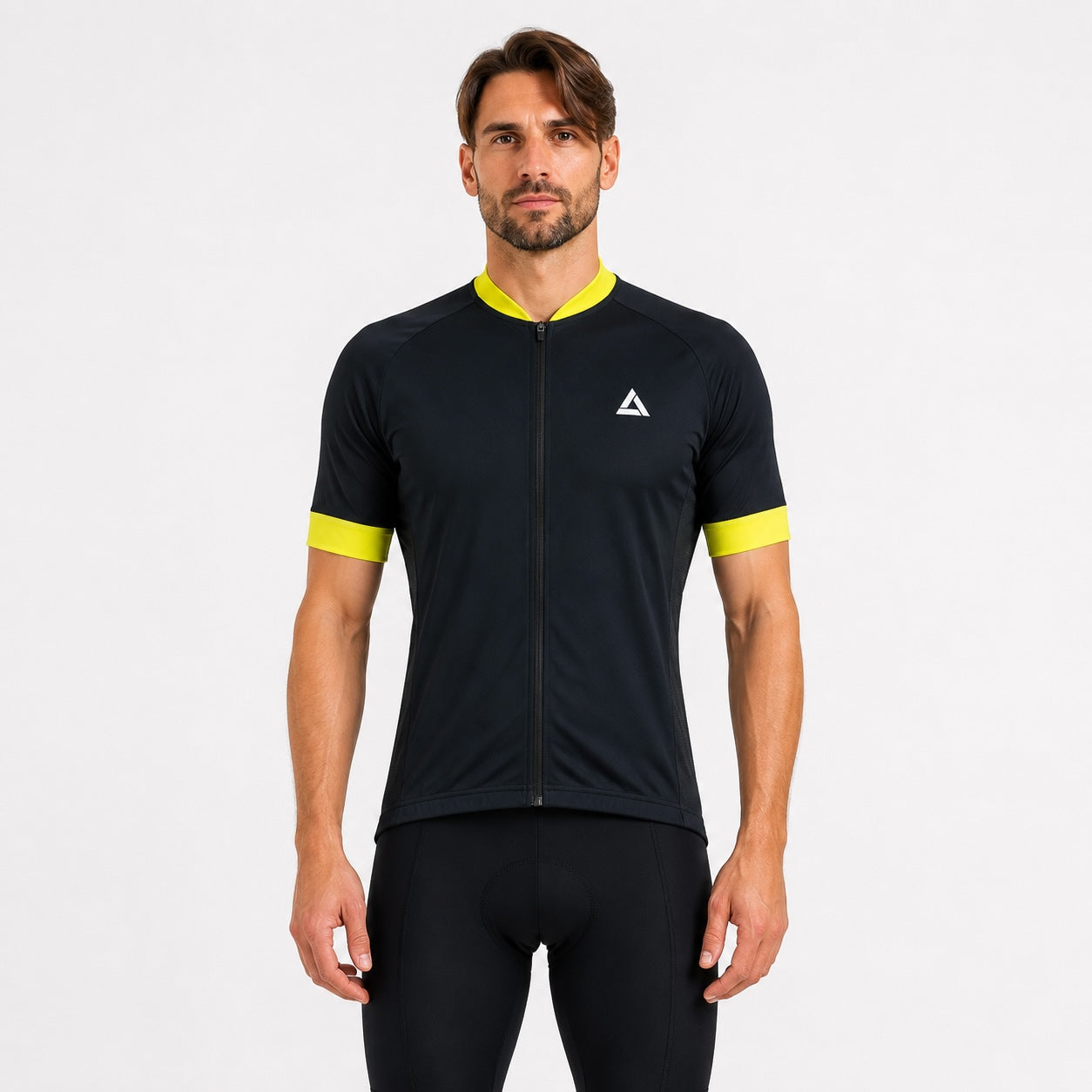 Heren fiets jersey shortarm comfort line zwarte neon
