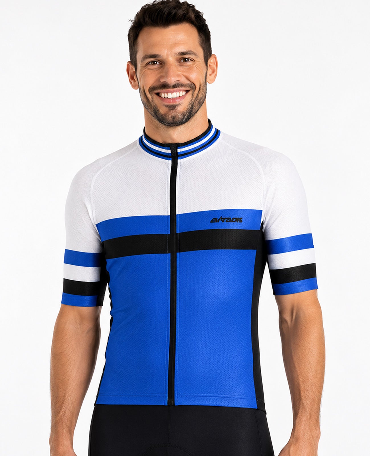 Braccio corto in maglia da biciclette da uomo per linea III Blue-White