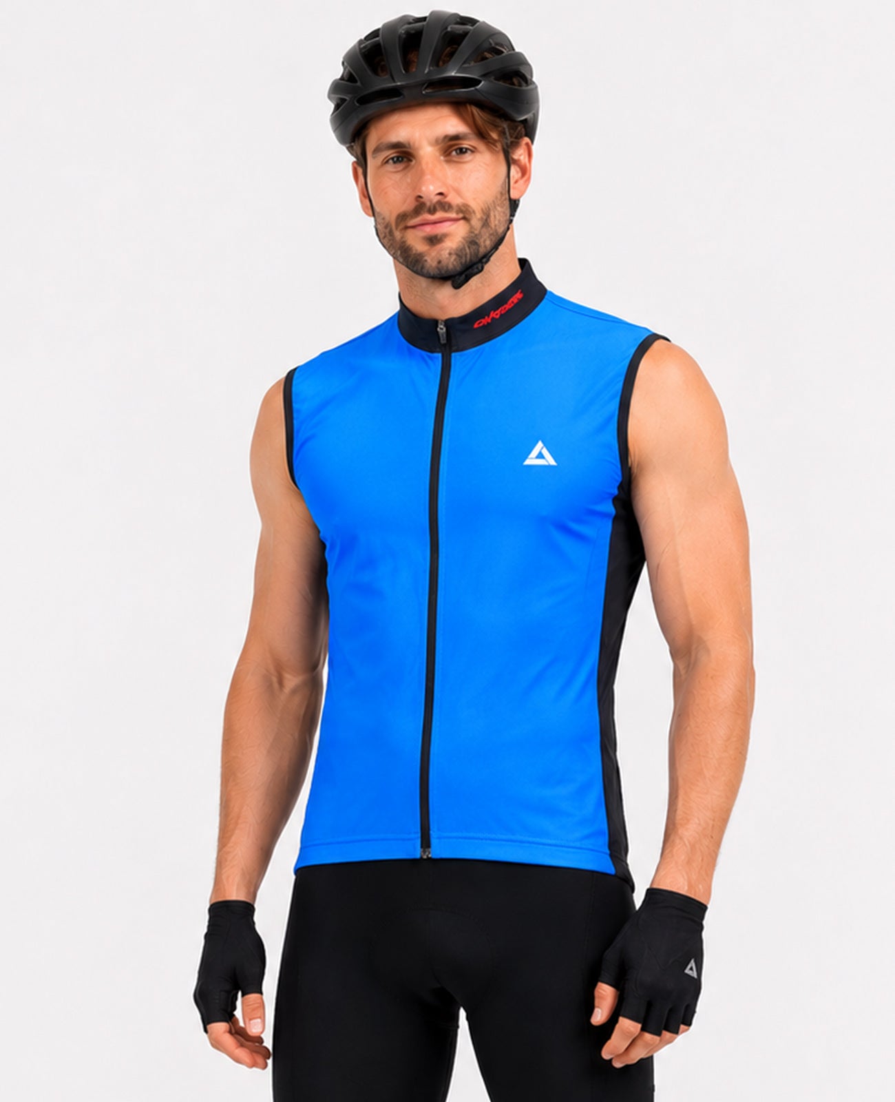 Heren fiets jersey short -sleeveved fiets jersey mouwloze comfortlijn blauw zwart zwart zwart zwart zwart