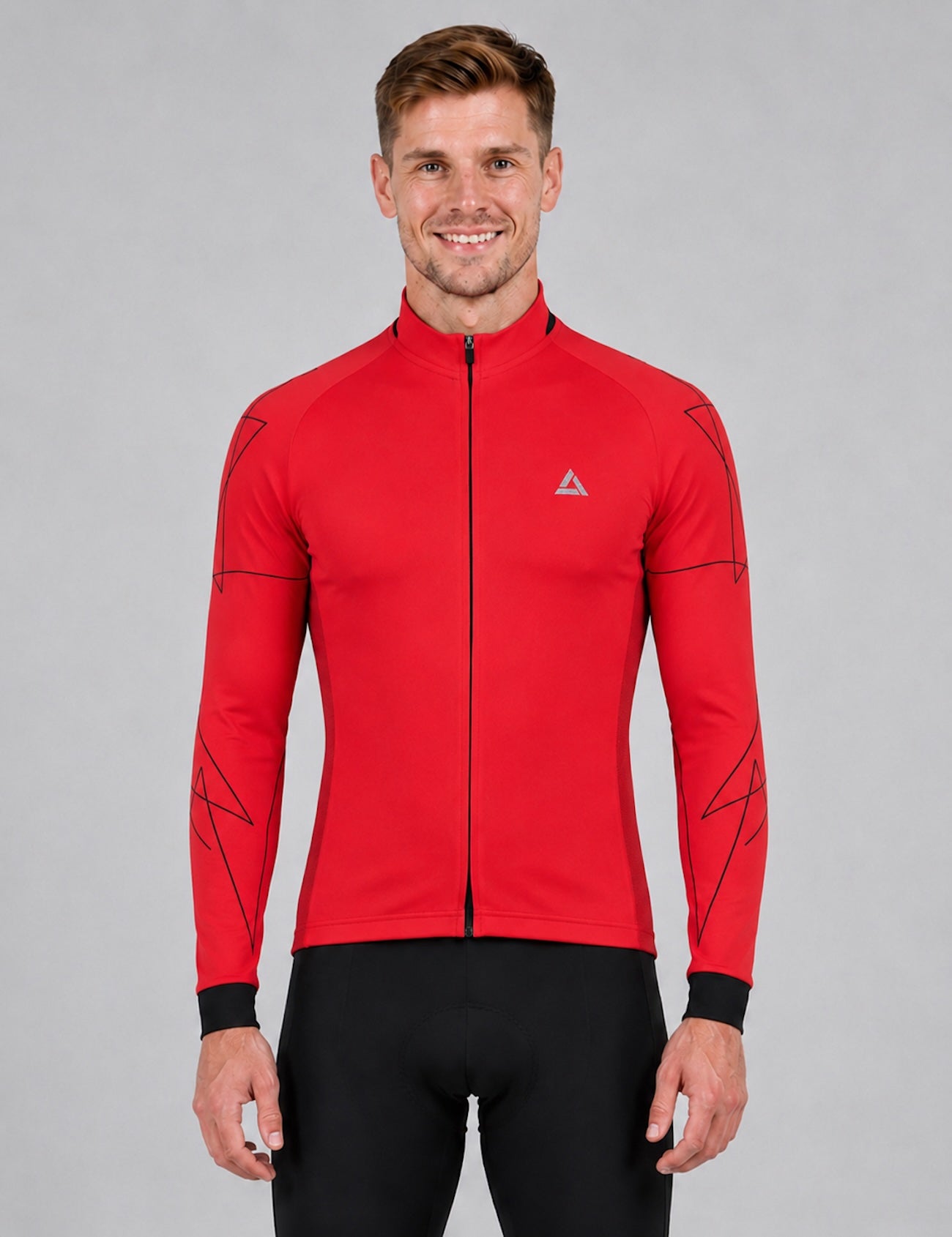 Men's bicycle jersey long arm per line red